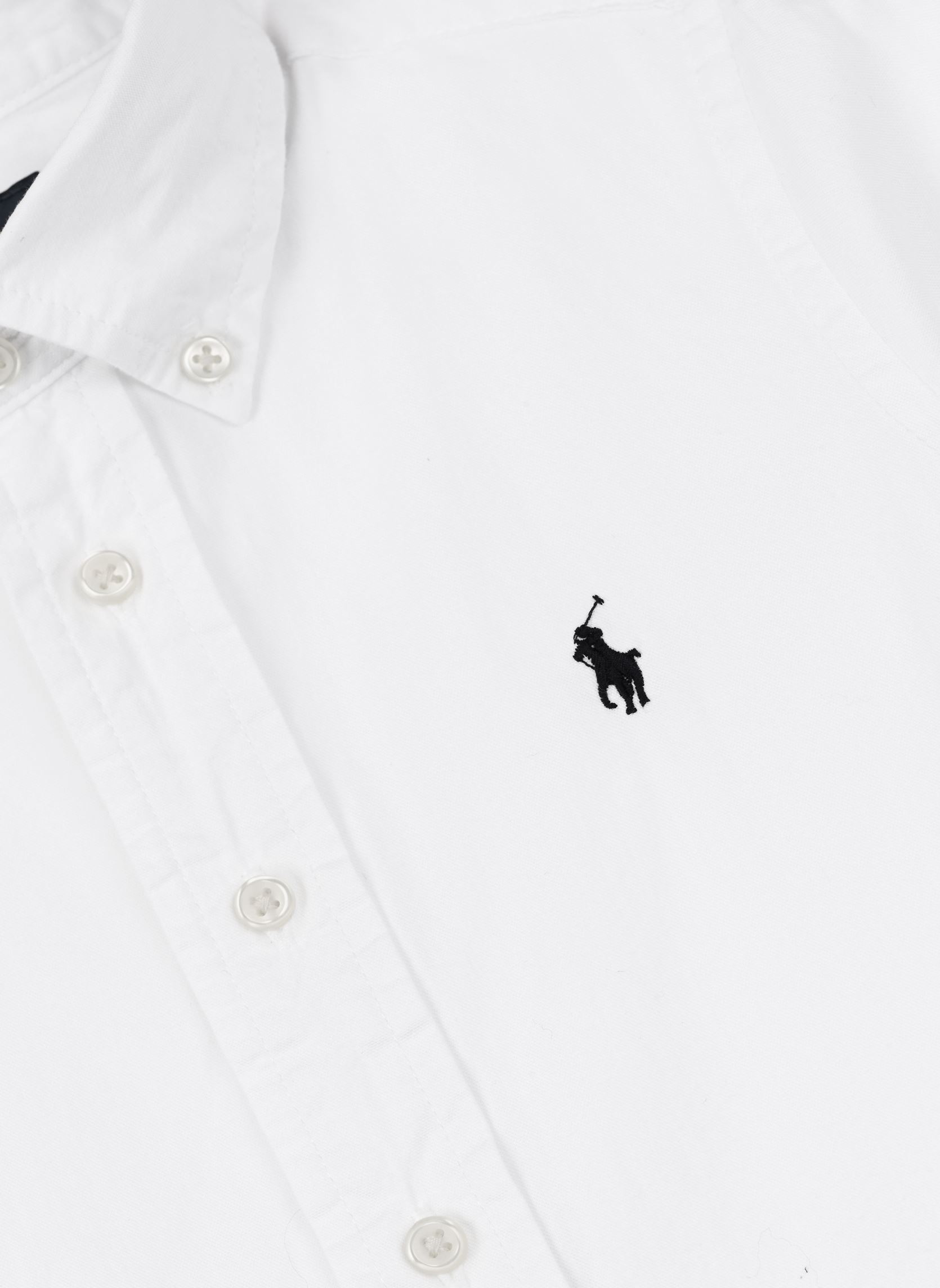 Langarm-Hemden Chemise coton Oxford cintrée jungen weiß Polo Ralph Lauren Langarm-Hemden Chemise coton Oxford cintrée jungen weiß WHITE