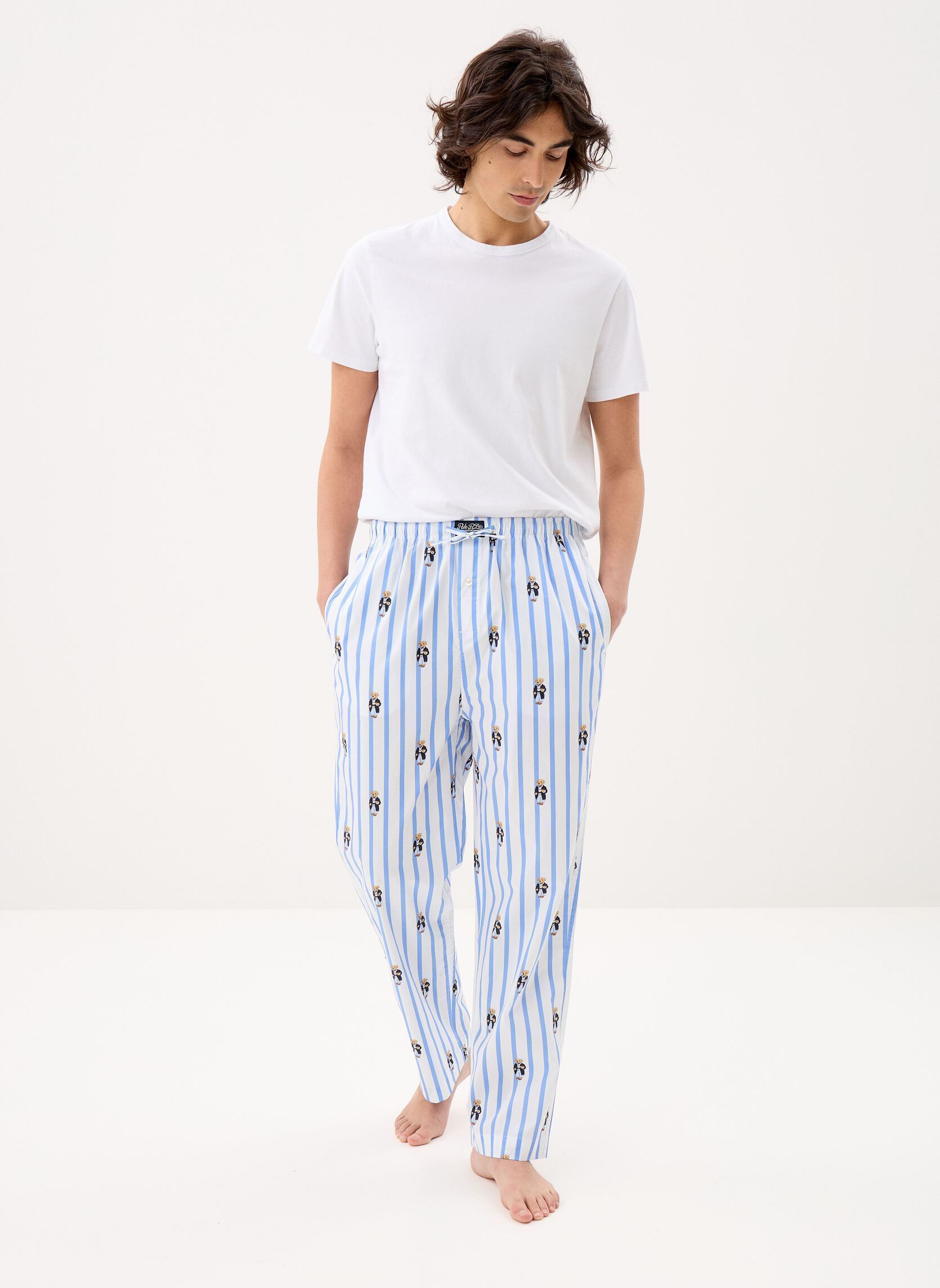 Joggings Pantalon de pyjama Polo Bear coton rayé homme bleu Polo Ralph Lauren Joggings Pantalon de pyjama Polo Bear coton rayé homme bleu HARBOR ISLAND BLUE W/ BEAR