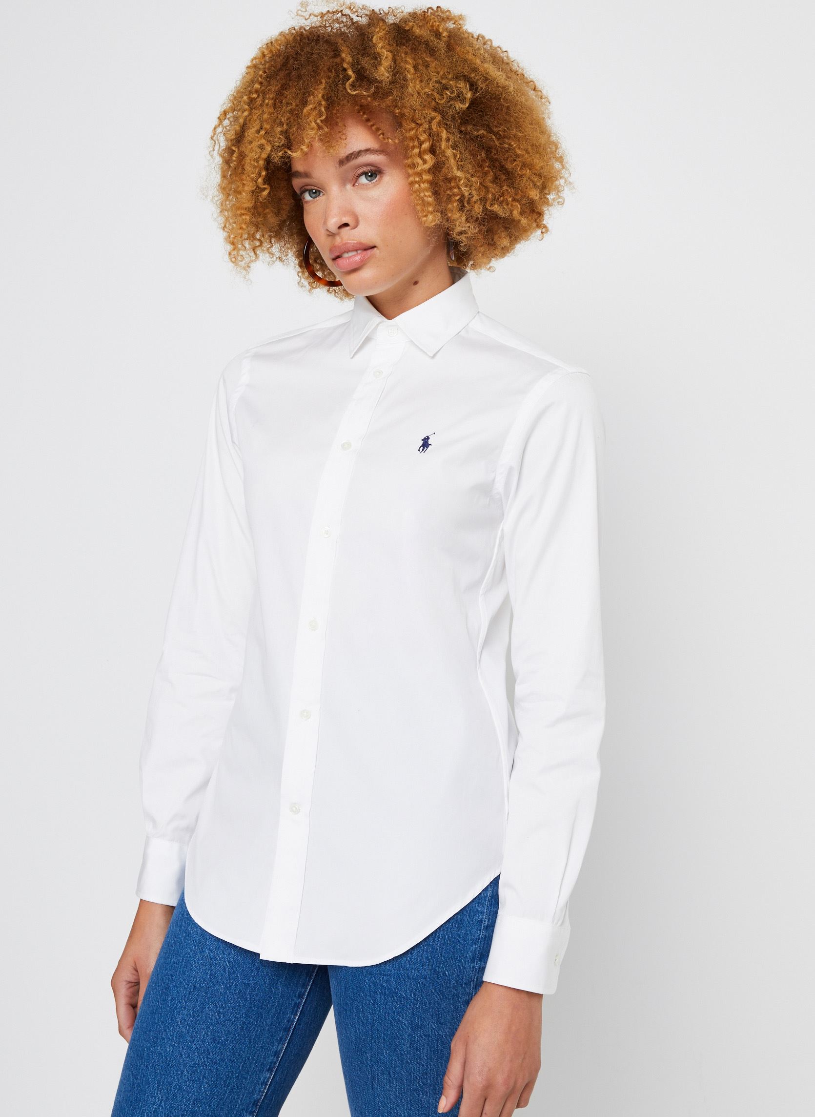 Langarm-Hemden Chemise en coton popeline damen weiß Polo Ralph Lauren Langarm-Hemden Chemise en coton popeline damen weiß WHITE