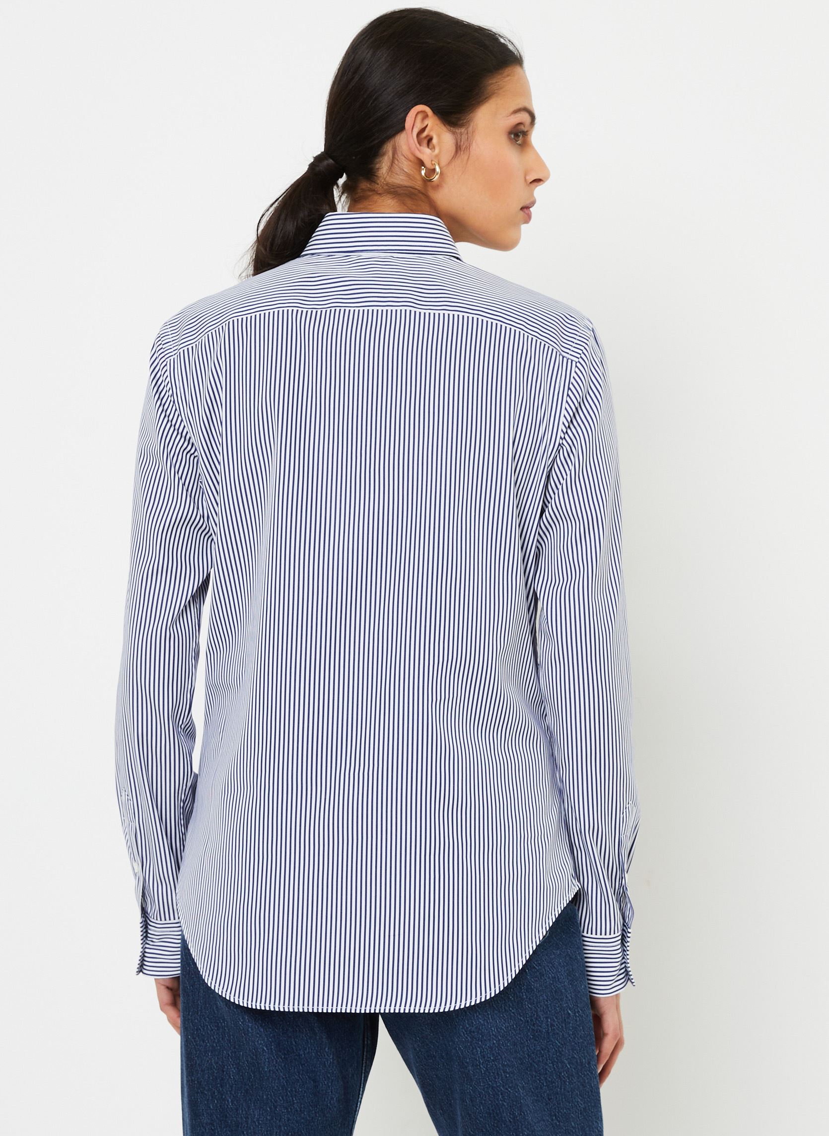 Chemises manches longues Chemise rayée en coton 211891379 femme blanc Polo Ralph Lauren Chemises manches longues Chemise rayée en coton 211891379 femme blanc 1322 WHITE/ FALL ROYAL