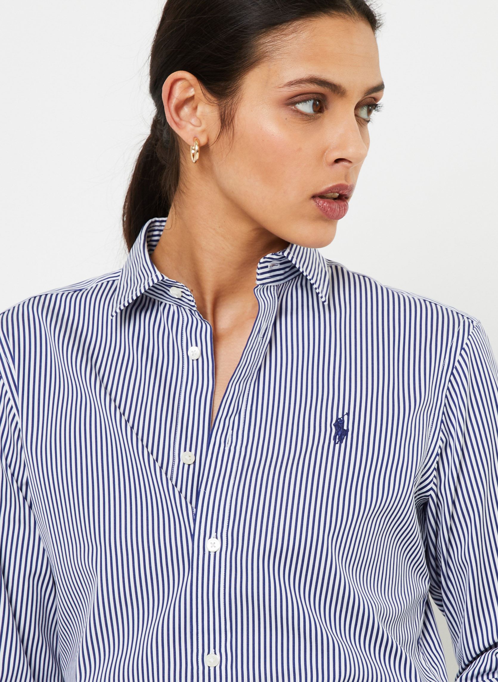 Chemises manches longues Chemise rayée en coton 211891379 femme blanc Polo Ralph Lauren Chemises manches longues Chemise rayée en coton 211891379 femme blanc 1322 WHITE/ FALL ROYAL