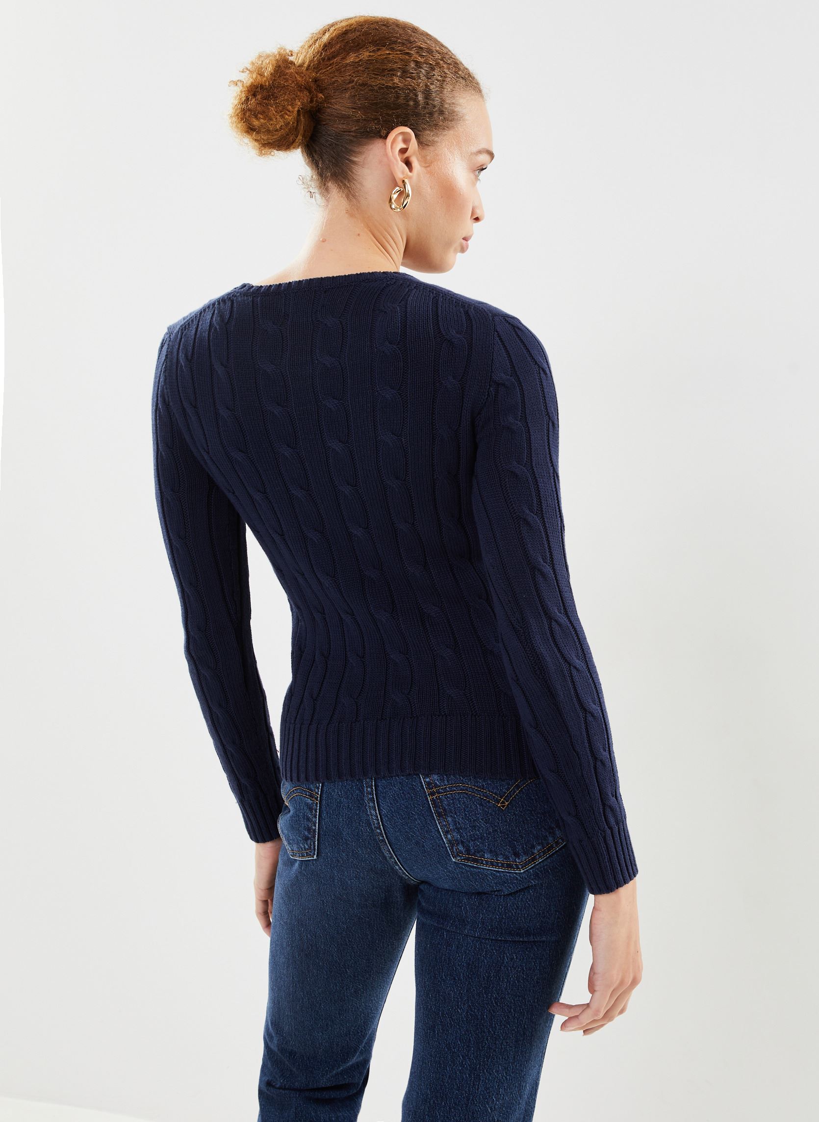 Pullover Pull torsadé à col rond en coton damen blau Polo Ralph Lauren Pullover Pull torsadé à col rond en coton damen blau Hunter Navy