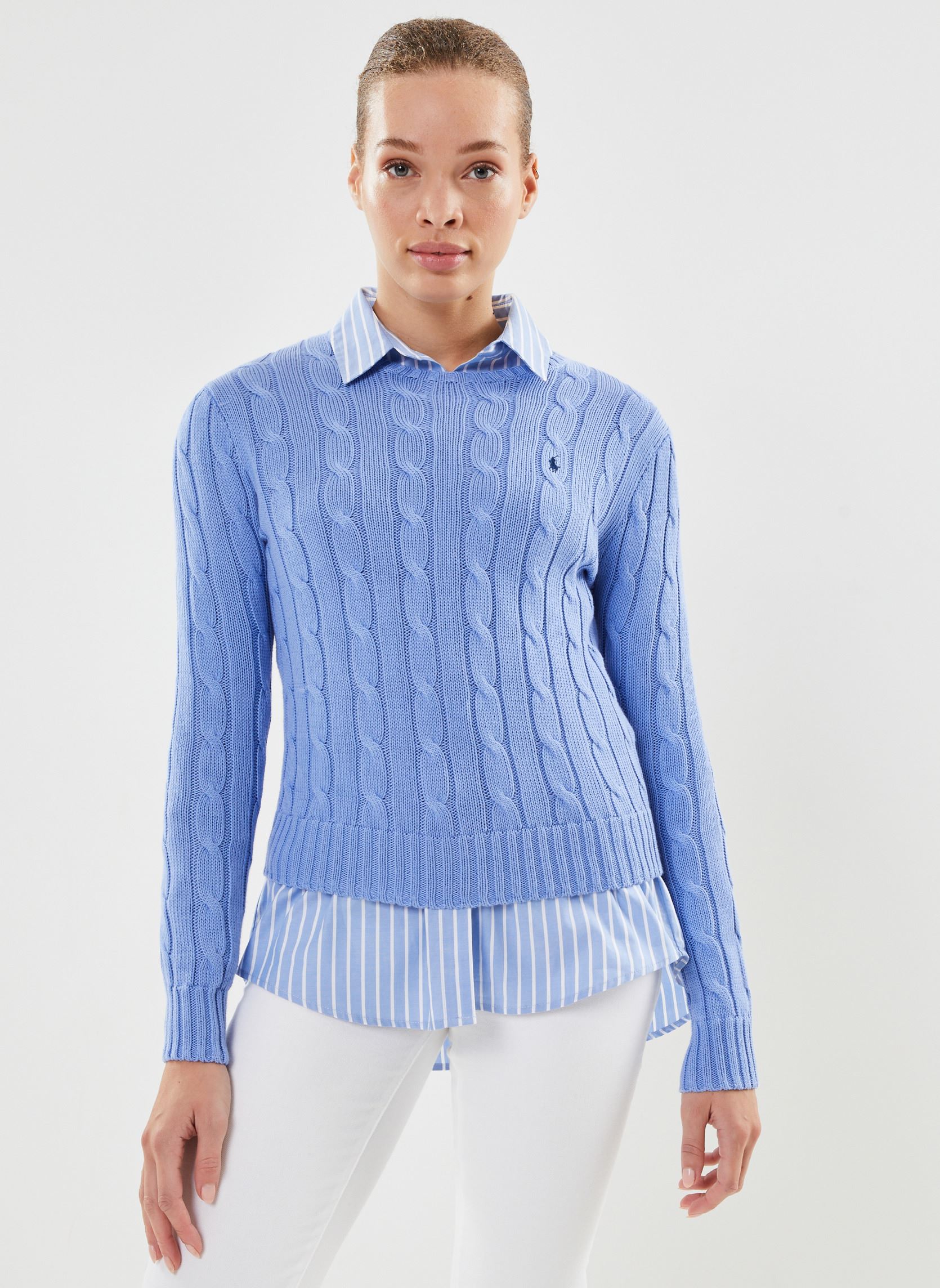 Vêtements Polo Ralph Lauren Pull torsadé à col rond en coton pour Accessoires - vue 3