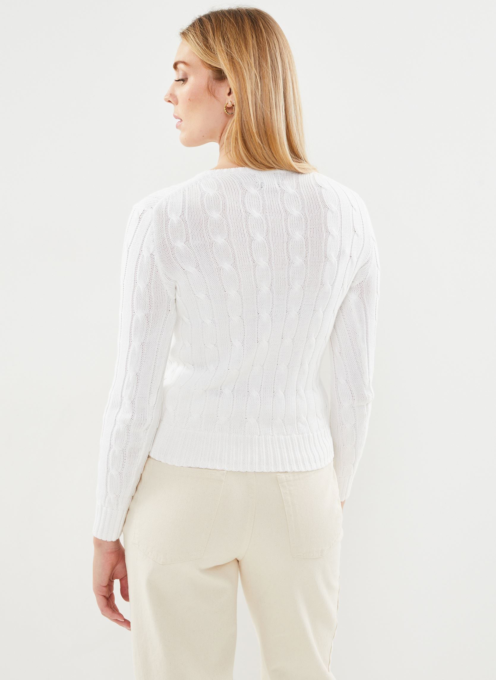Pulls Pull torsadé à col rond en coton femme blanc Polo Ralph Lauren Pulls Pull torsadé à col rond en coton femme blanc WHITE