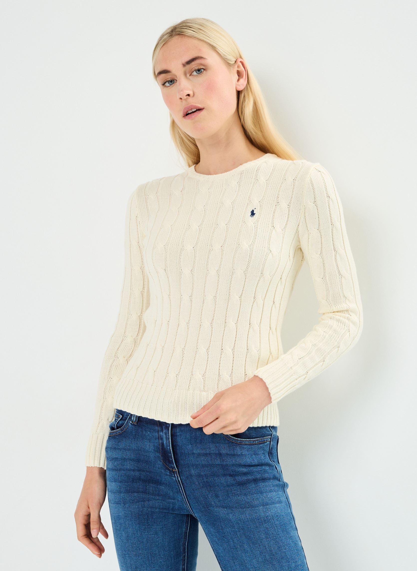 Vêtements Polo Ralph Lauren Pull torsadé à col rond en coton pour Accessoires - vue 5