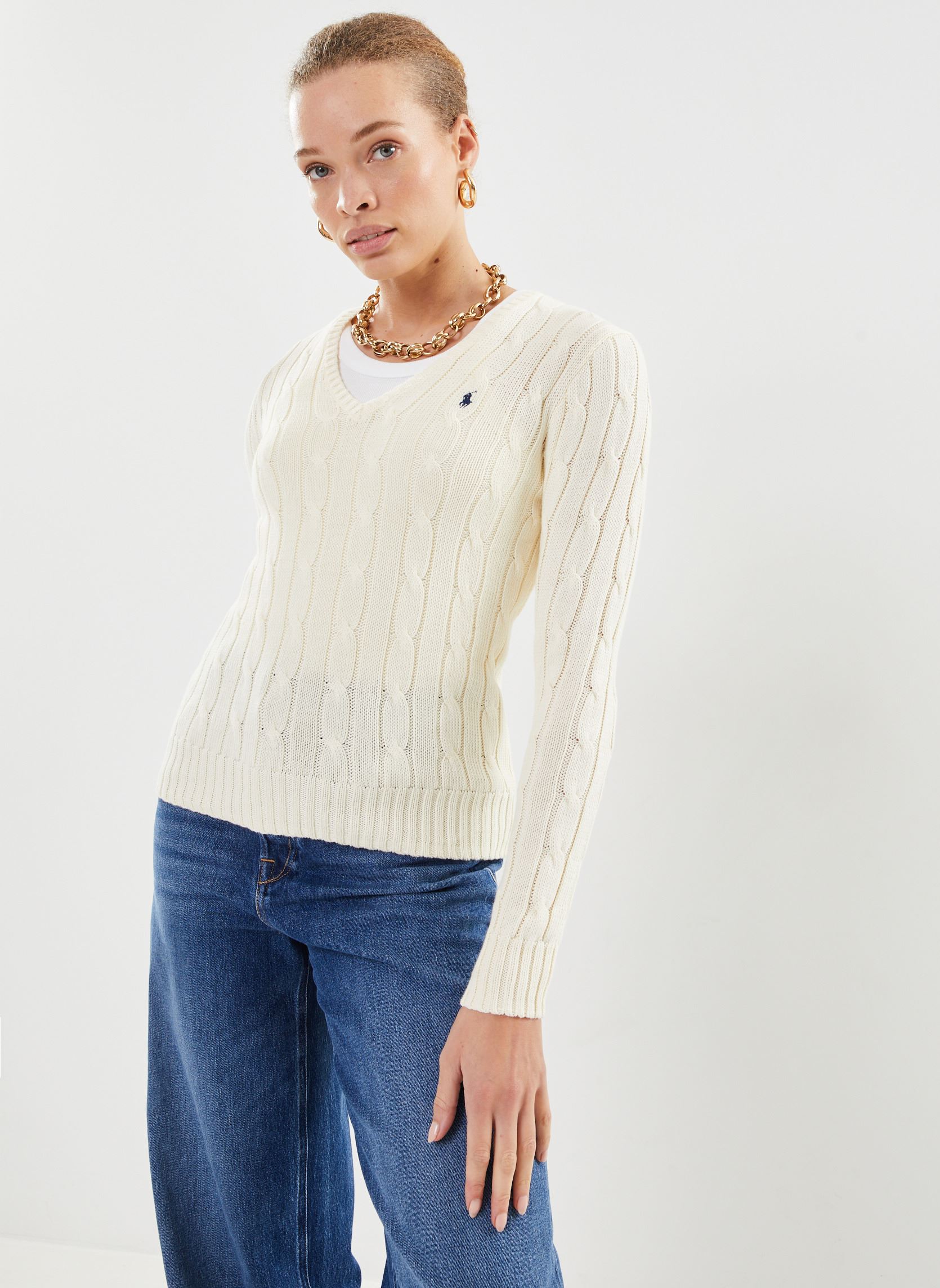 Vêtements Polo Ralph Lauren Pull col en V torsadé en coton pour Accessoires