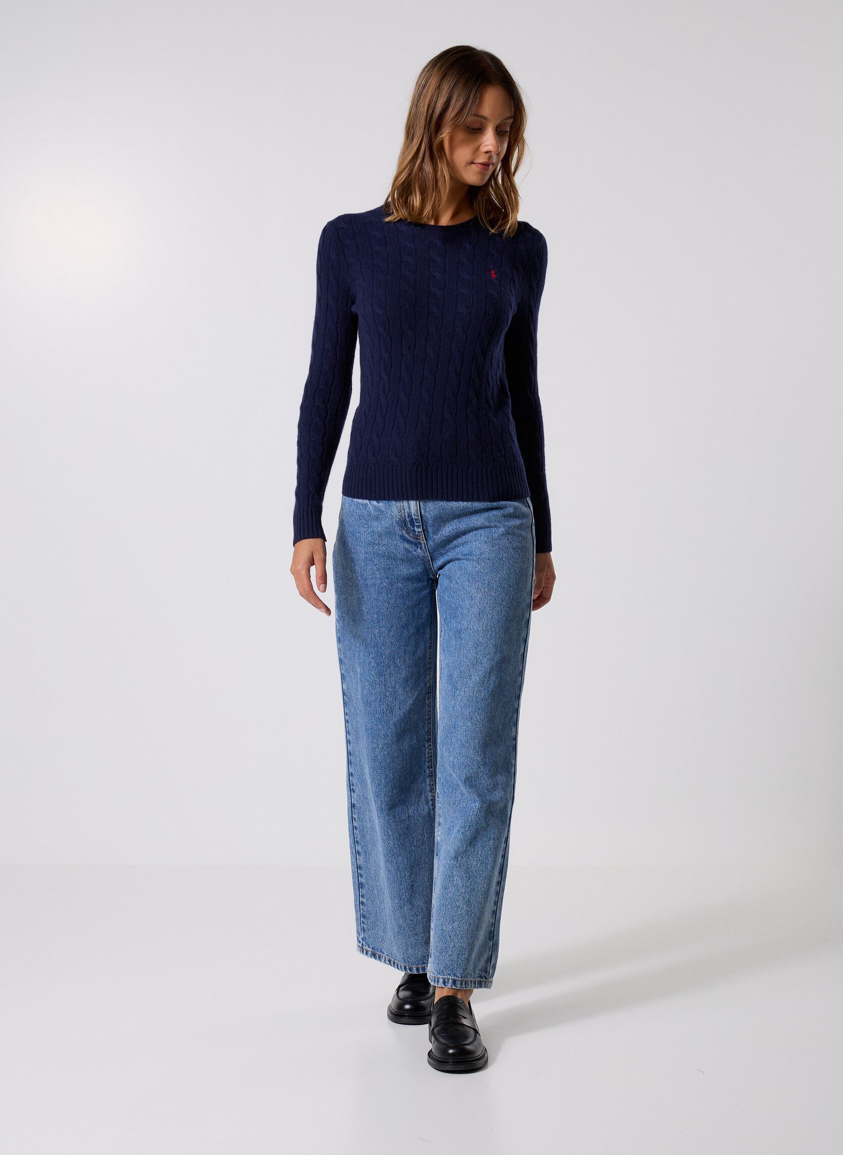 Pulls Pull torsadé à col rond en coton 2119718 femme bleu Polo Ralph Lauren Pulls Pull torsadé à col rond en coton 2119718 femme bleu HUNTER NAVY