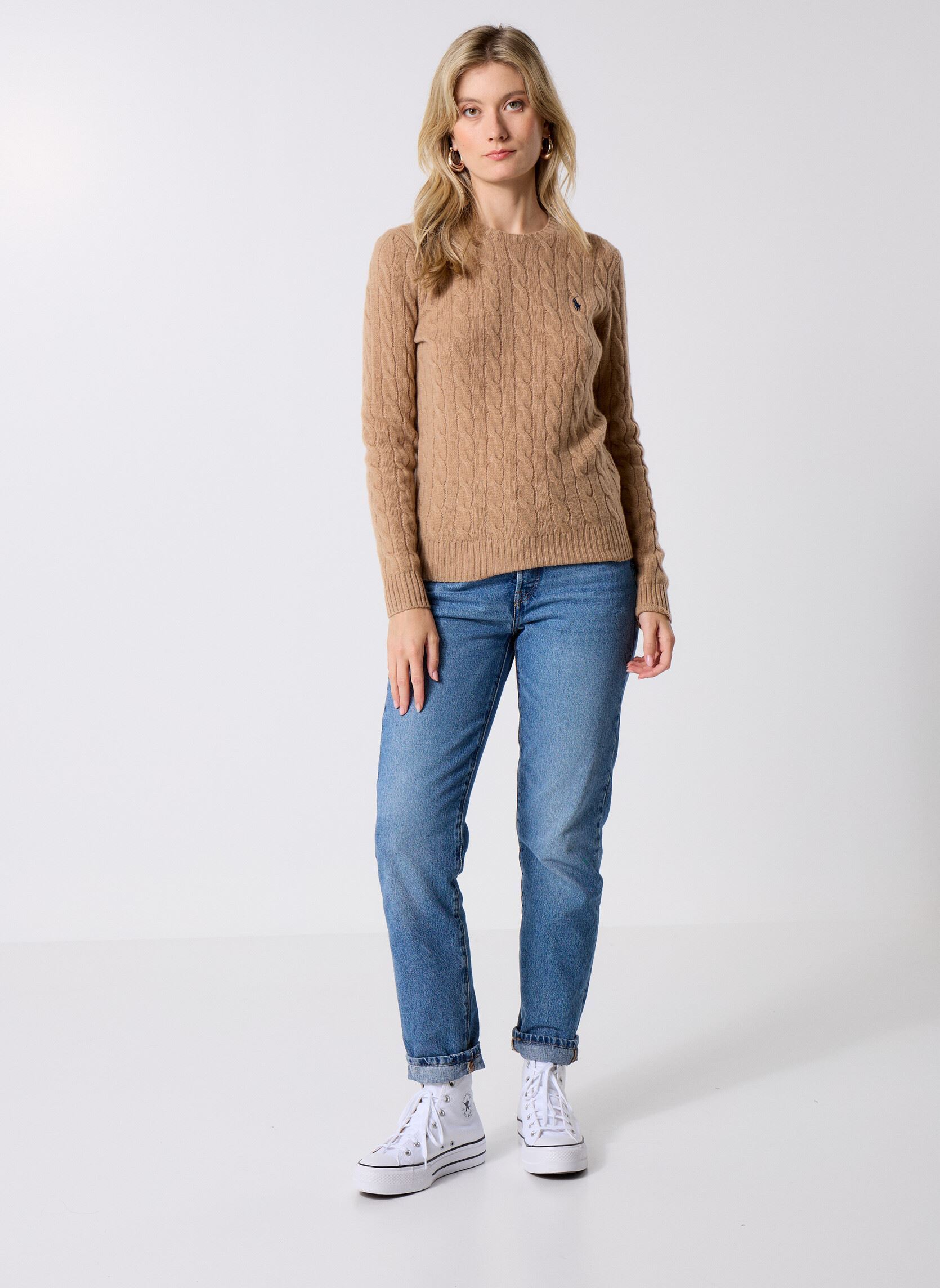 Pulls Pull torsadé à col rond en coton 2119718 femme marron Polo Ralph Lauren Pulls Pull torsadé à col rond en coton 2119718 femme marron COLLECTION CAMEL MELANGE NEW