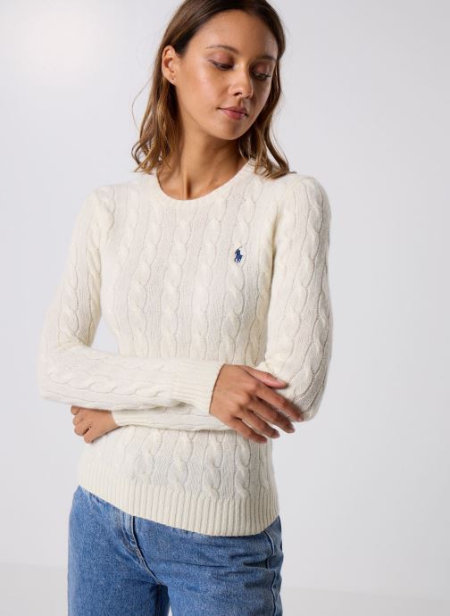Polo Ralph Lauren Pullover Pull torsadé à col rond en coton 2119718 damen weiß