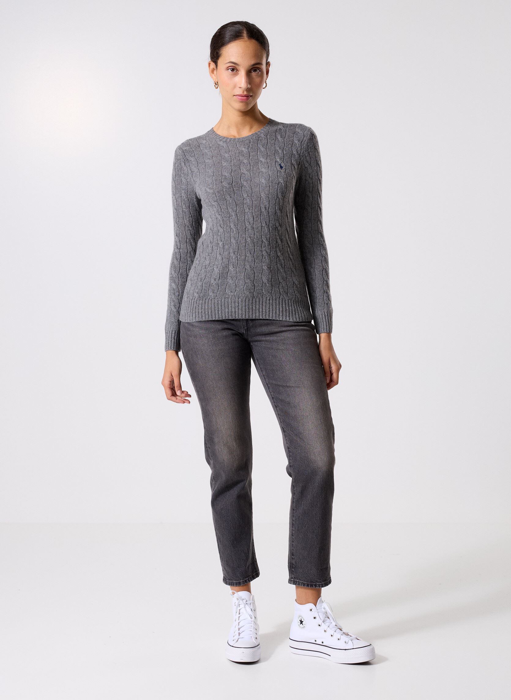 Pulls Pull torsadé à col rond en coton 2119718 femme gris Polo Ralph Lauren Pulls Pull torsadé à col rond en coton 2119718 femme gris FLANNEL GREY HEATHER