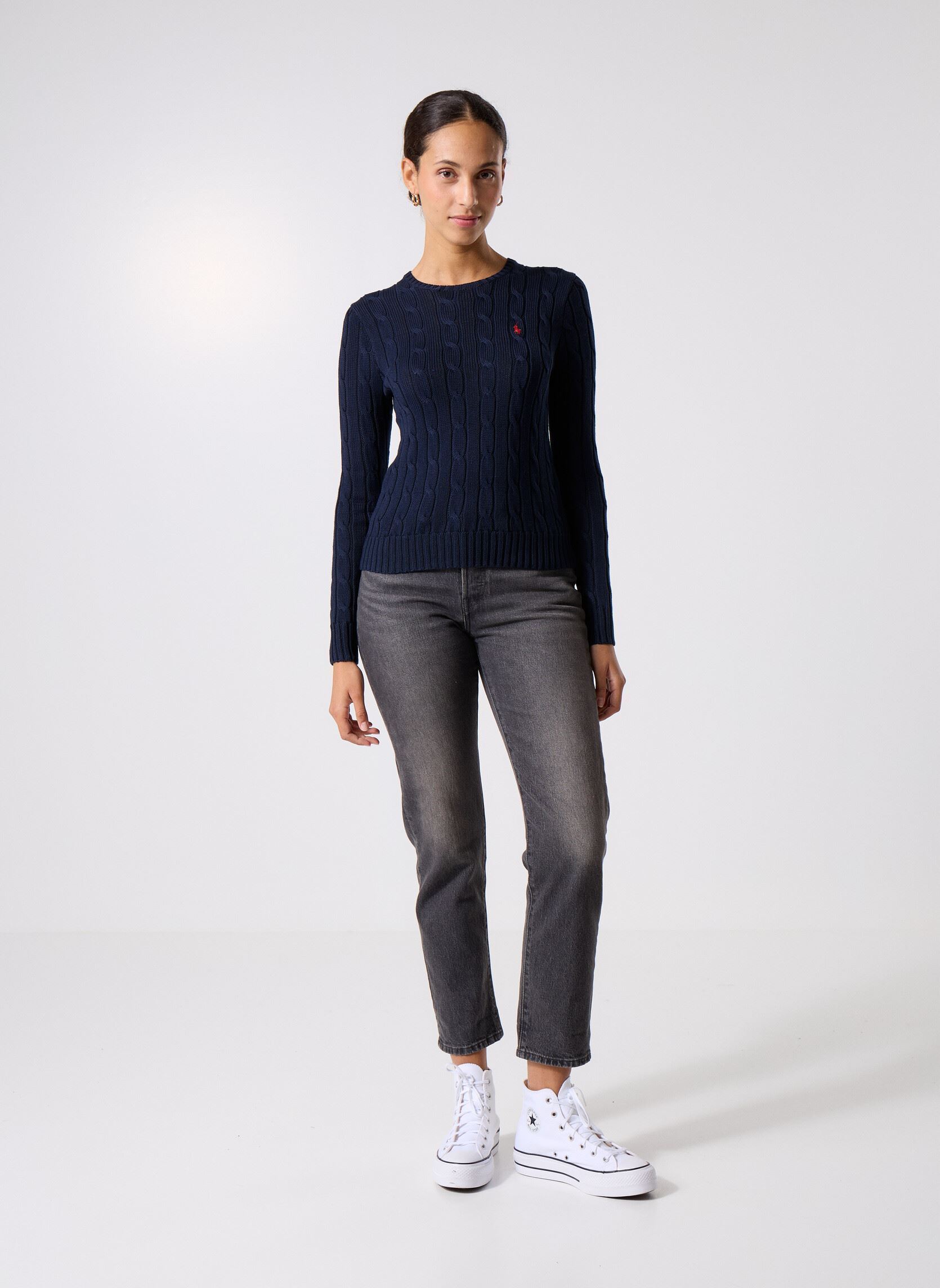Pulls Pull torsadé à col rond en coton 2119718 femme bleu Polo Ralph Lauren Pulls Pull torsadé à col rond en coton 2119718 femme bleu HUNTER NAVY HN
