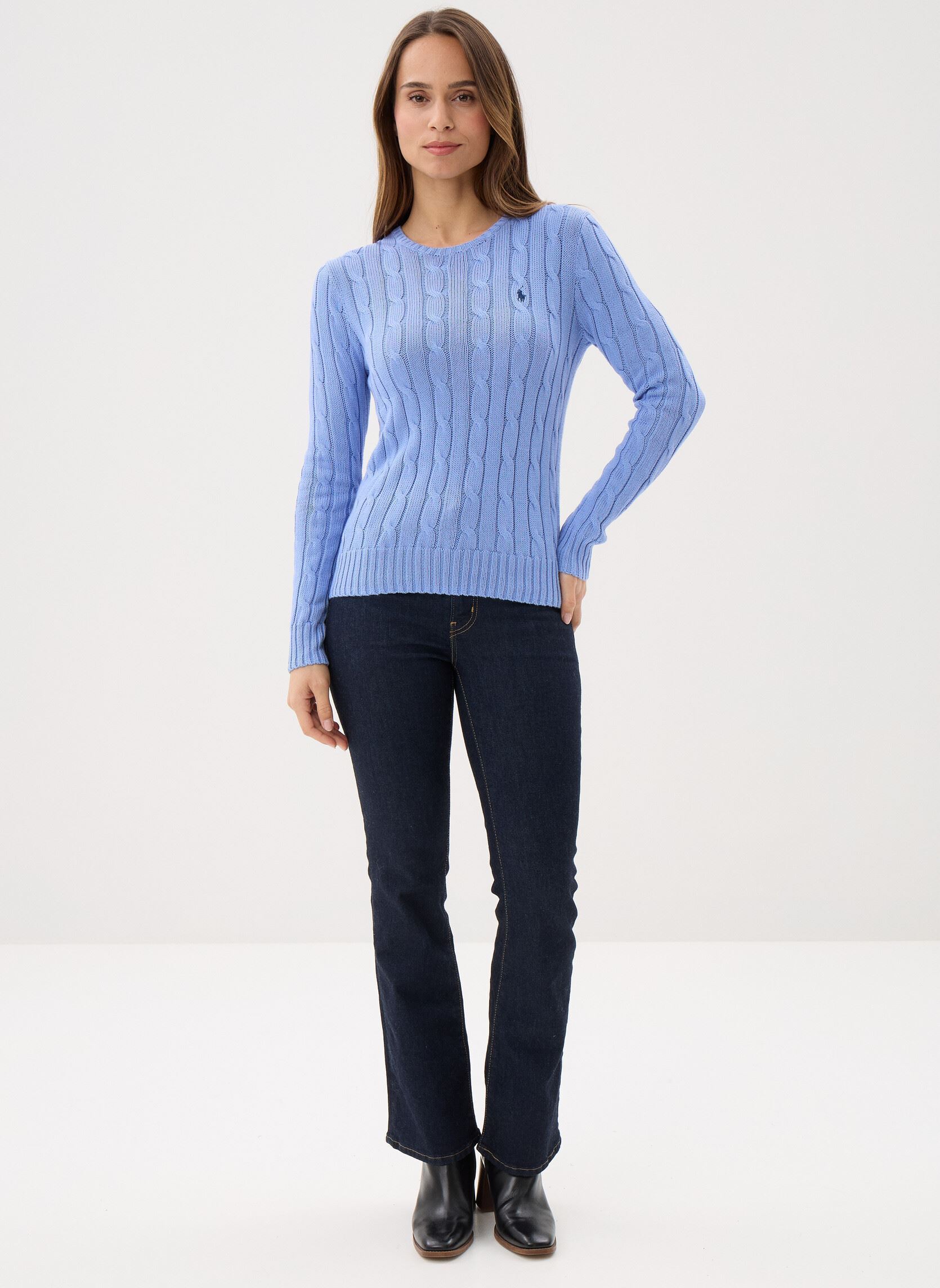 Pulls Pull torsadé à col rond en coton 2119718 femme bleu Polo Ralph Lauren Pulls Pull torsadé à col rond en coton 2119718 femme bleu NEW LITCHFIELD BLUE