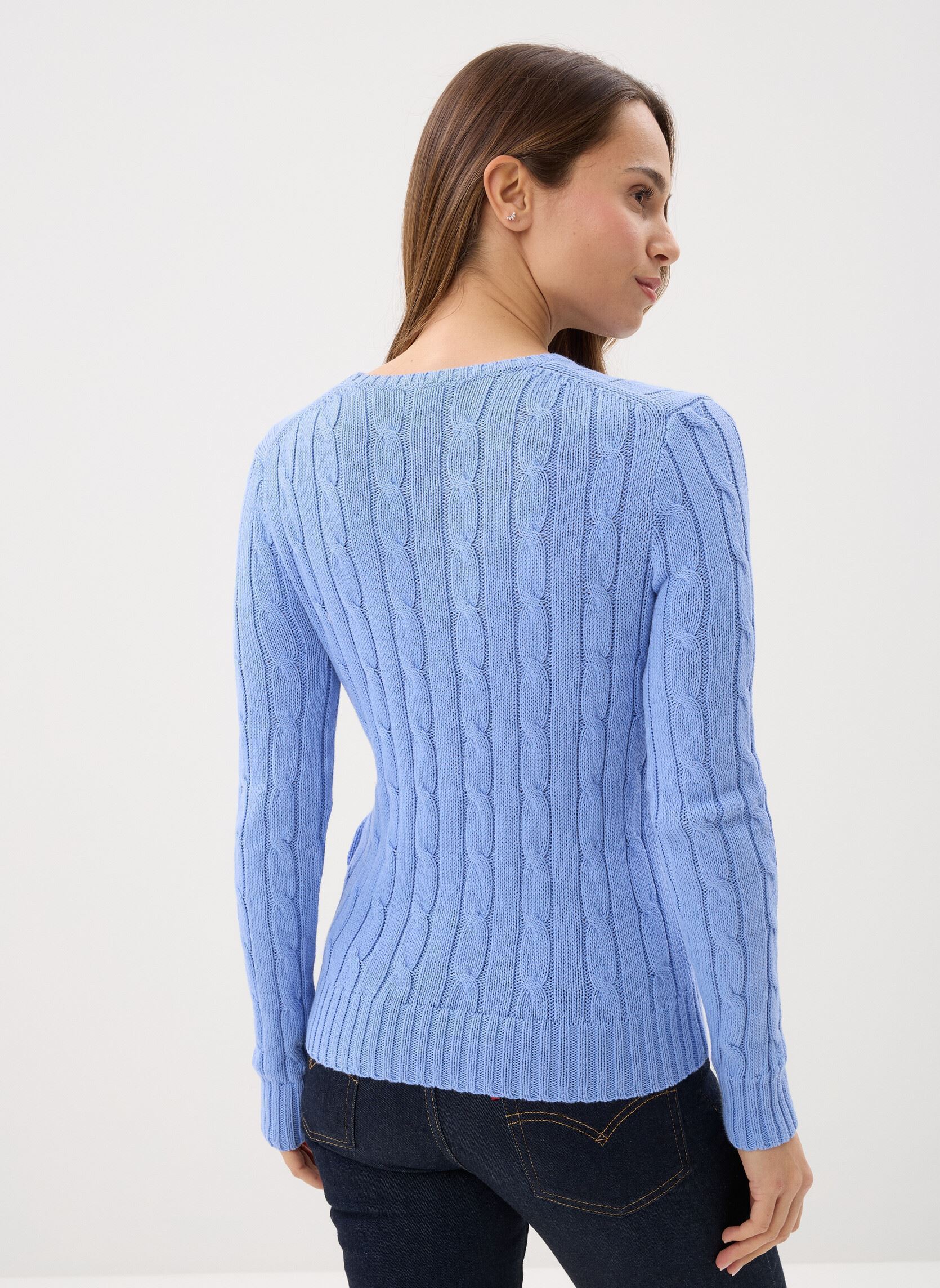 Pulls Pull torsadé à col rond en coton 2119718 femme bleu Polo Ralph Lauren Pulls Pull torsadé à col rond en coton 2119718 femme bleu NEW LITCHFIELD BLUE