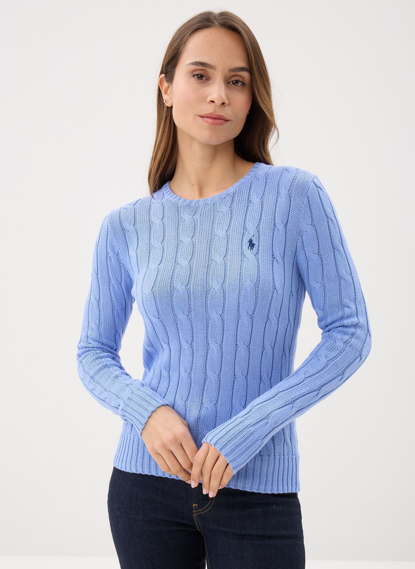 Vêtements Polo Ralph Lauren Pull torsadé à col rond en coton 211971869 pour Femme - vue 1