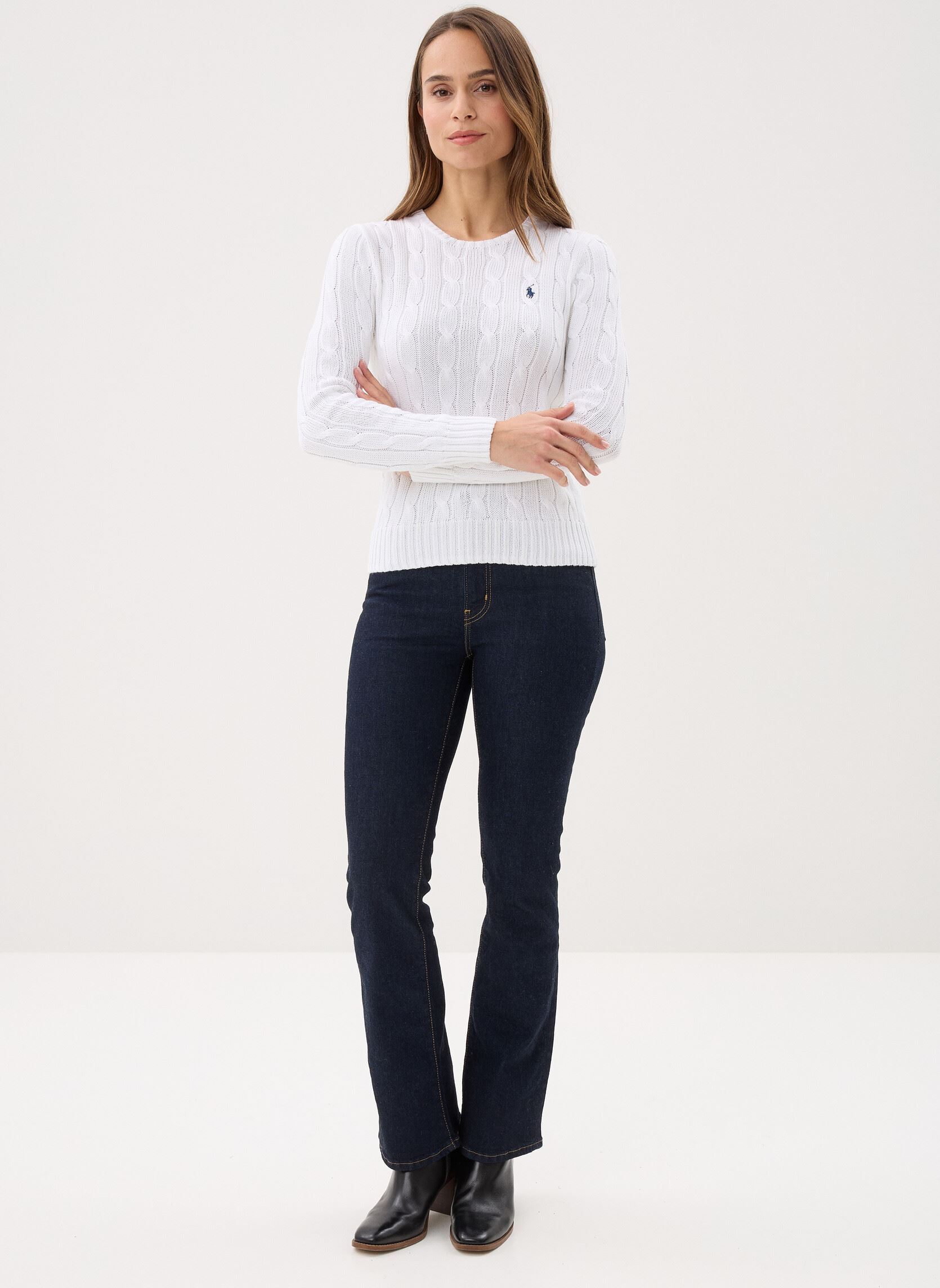 Pulls Pull torsadé à col rond en coton 2119718 femme blanc Polo Ralph Lauren Pulls Pull torsadé à col rond en coton 2119718 femme blanc WHITE