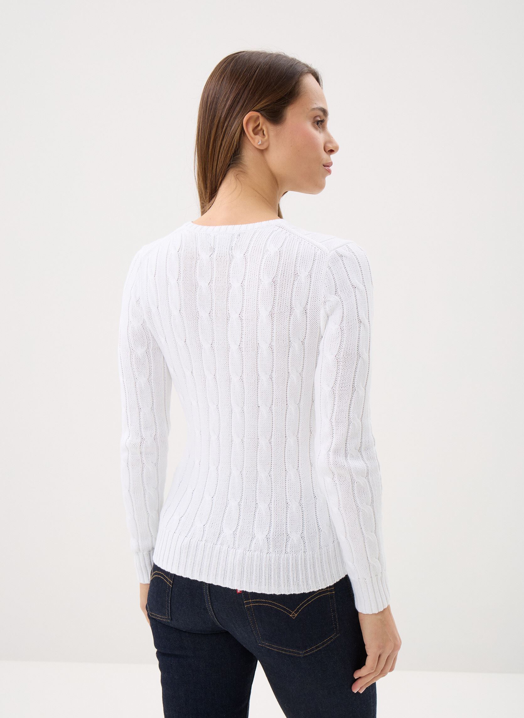 Pulls Pull torsadé à col rond en coton 2119718 femme blanc Polo Ralph Lauren Pulls Pull torsadé à col rond en coton 2119718 femme blanc WHITE