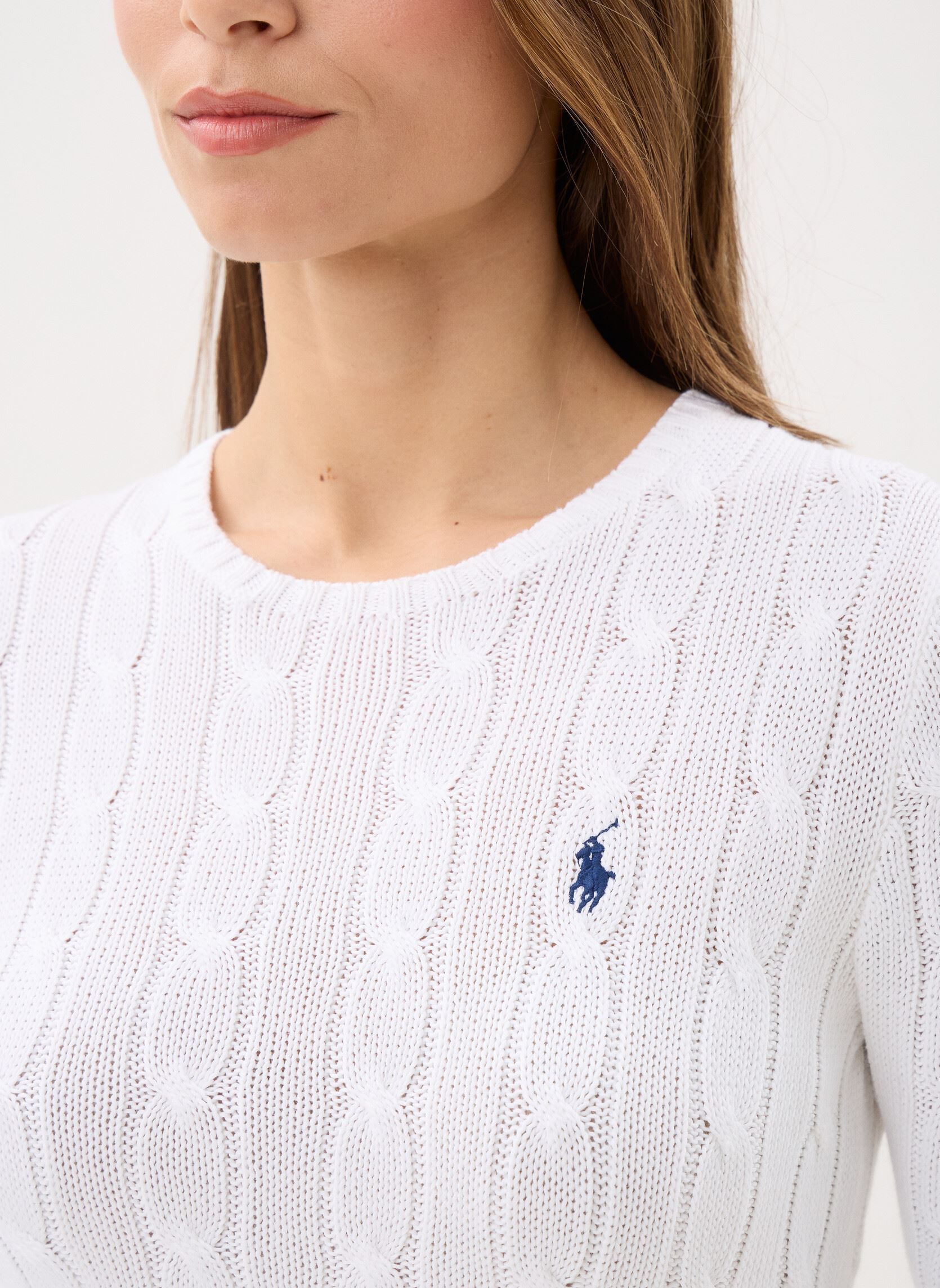 Pulls Pull torsadé à col rond en coton 2119718 femme blanc Polo Ralph Lauren Pulls Pull torsadé à col rond en coton 2119718 femme blanc WHITE