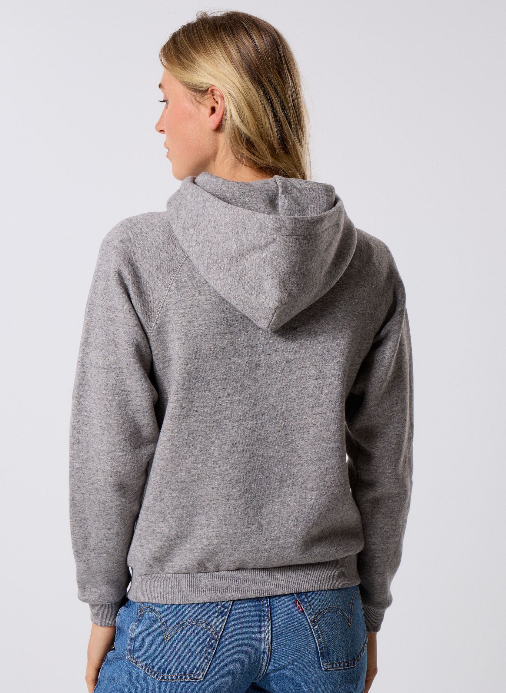 Sweat rayé à capuche - coton rustique - Femme - Nature/Noir/Passata