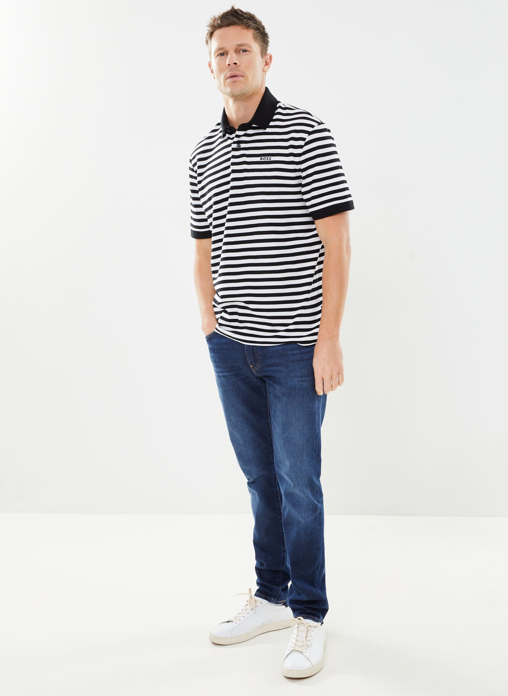 Korte mouwen polo's PalesStripe heren zwart BOSS Korte mouwen polo's PalesStripe heren zwart BLACK