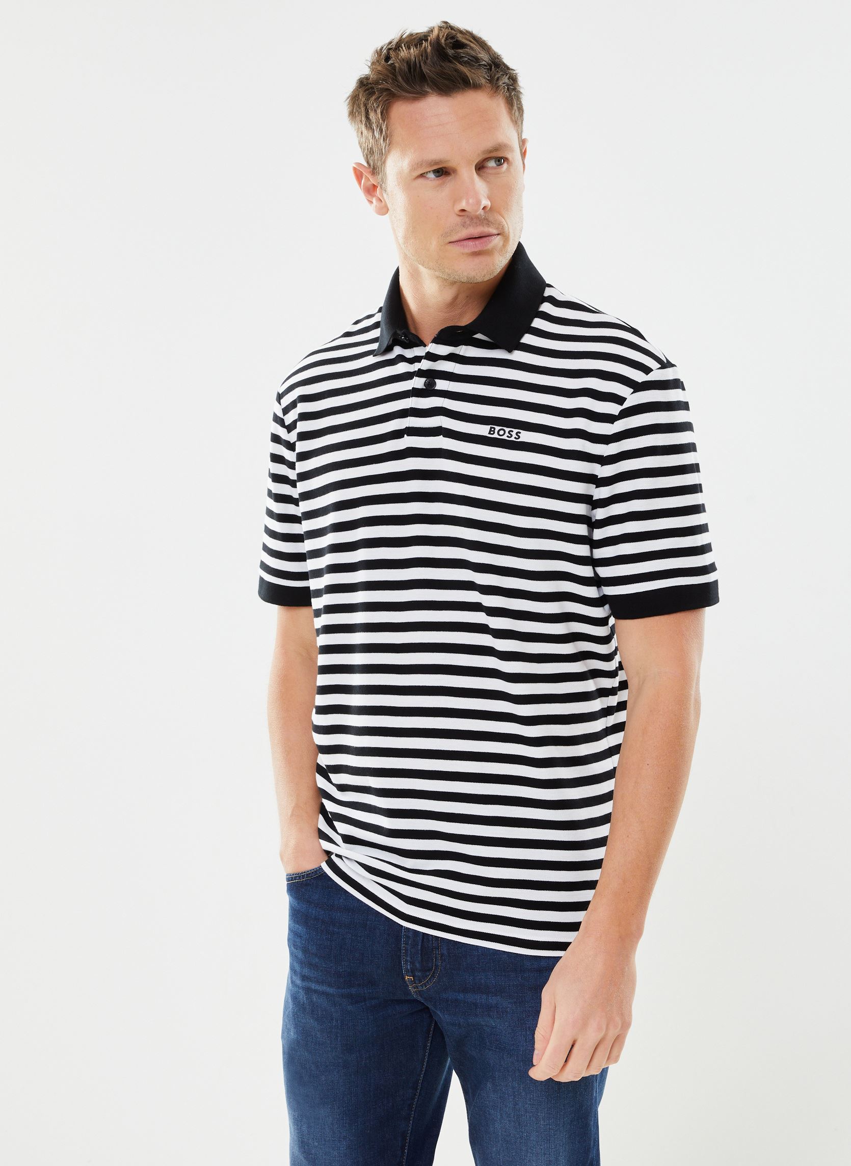 Korte mouwen polo's PalesStripe heren zwart BOSS Korte mouwen polo's PalesStripe heren zwart BLACK