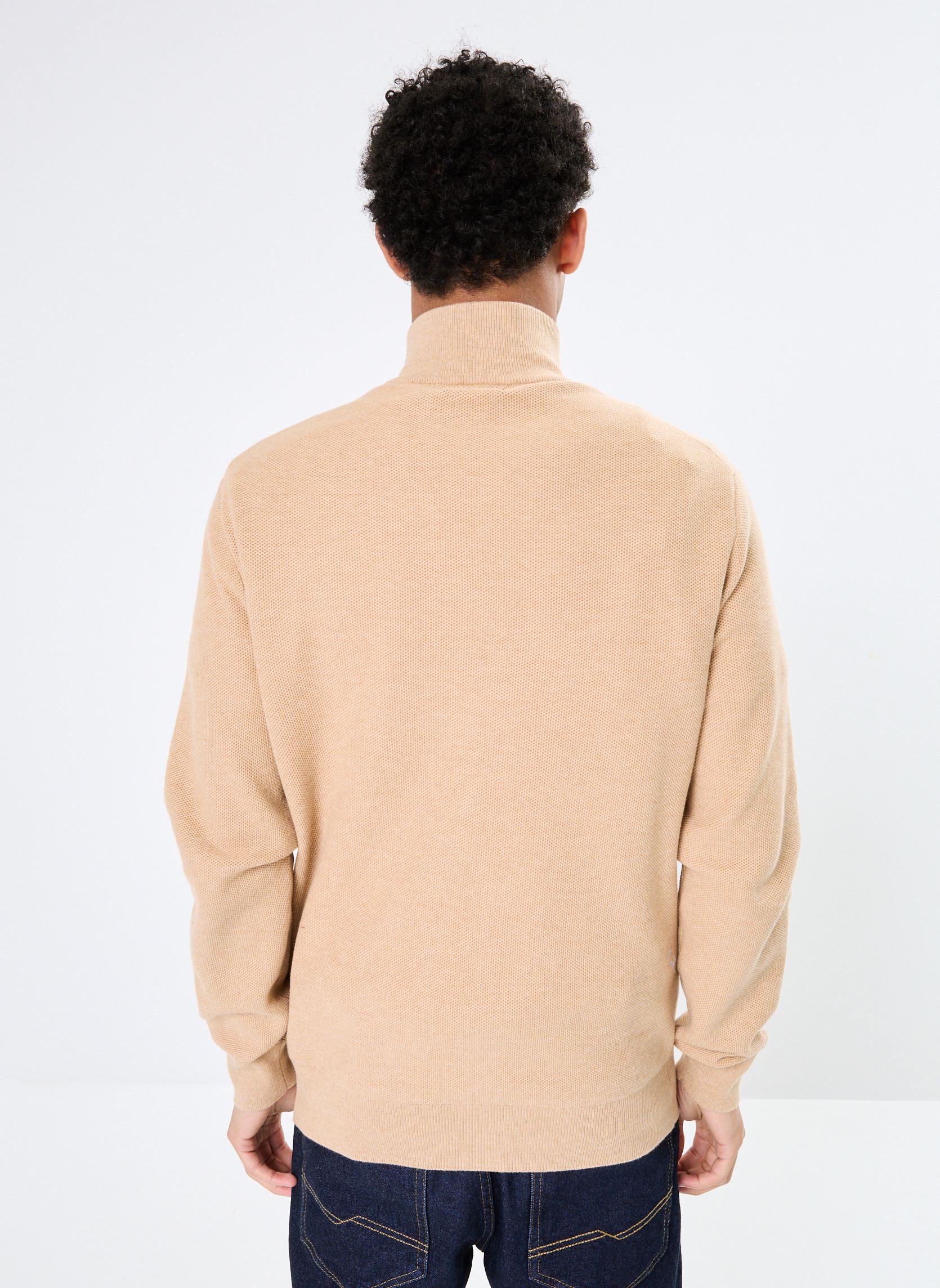 Pulls Pull demi-zippé en coton piqué 710932304 homme marron Polo Ralph Lauren Pulls Pull demi-zippé en coton piqué 710932304 homme marron CAMEL MELANGE