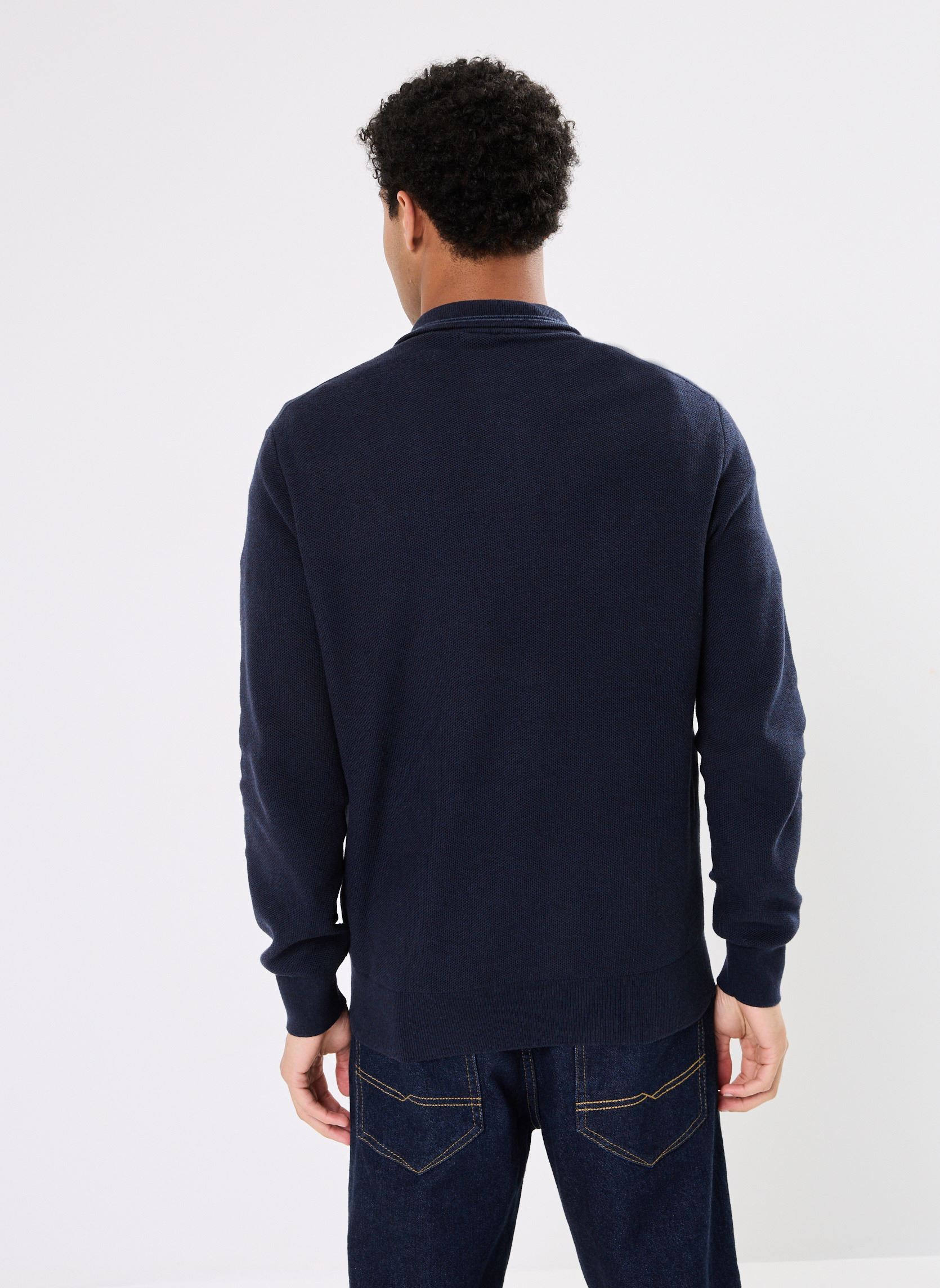 Pulls Pull demi-zippé en coton piqué 710932304 homme bleu Polo Ralph Lauren Pulls Pull demi-zippé en coton piqué 710932304 homme bleu NAVY HTR