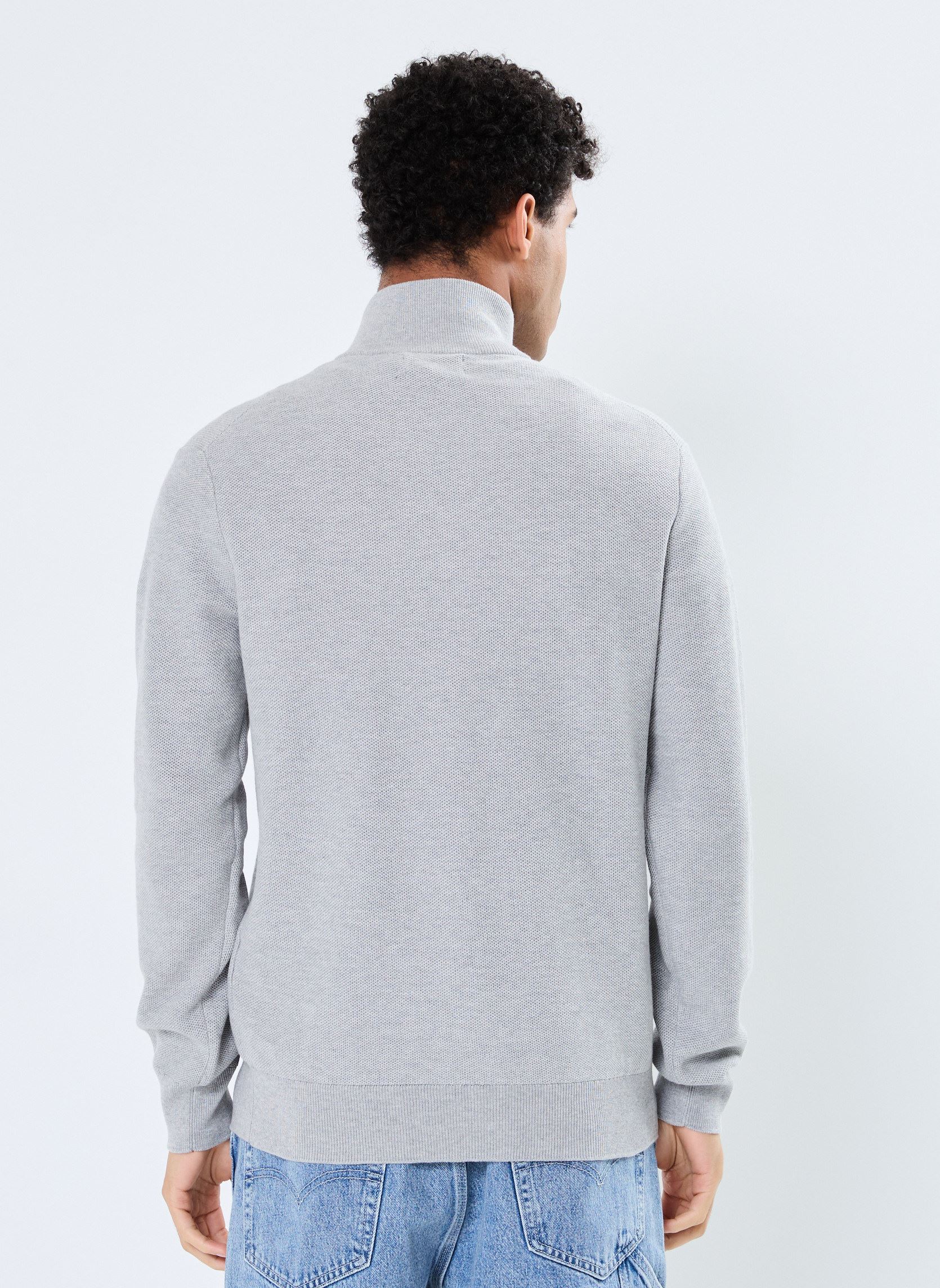 Pulls Pull demi-zippé en coton piqué 710932304 homme gris Polo Ralph Lauren Pulls Pull demi-zippé en coton piqué 710932304 homme gris ANDOVER HEATHER