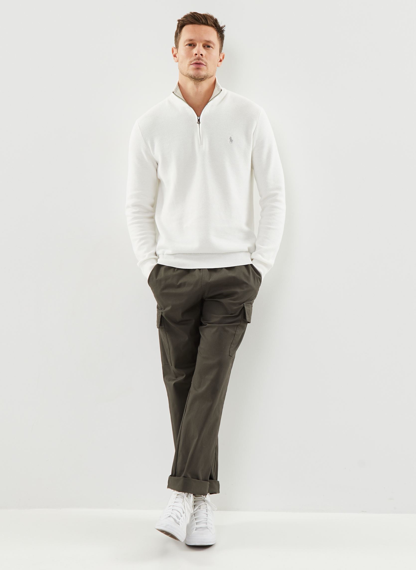 Pullover Pull demi-zippé en coton piqué 710932304 herren weiß Polo Ralph Lauren Pullover Pull demi-zippé en coton piqué 710932304 herren weiß DECKWASH WHITE