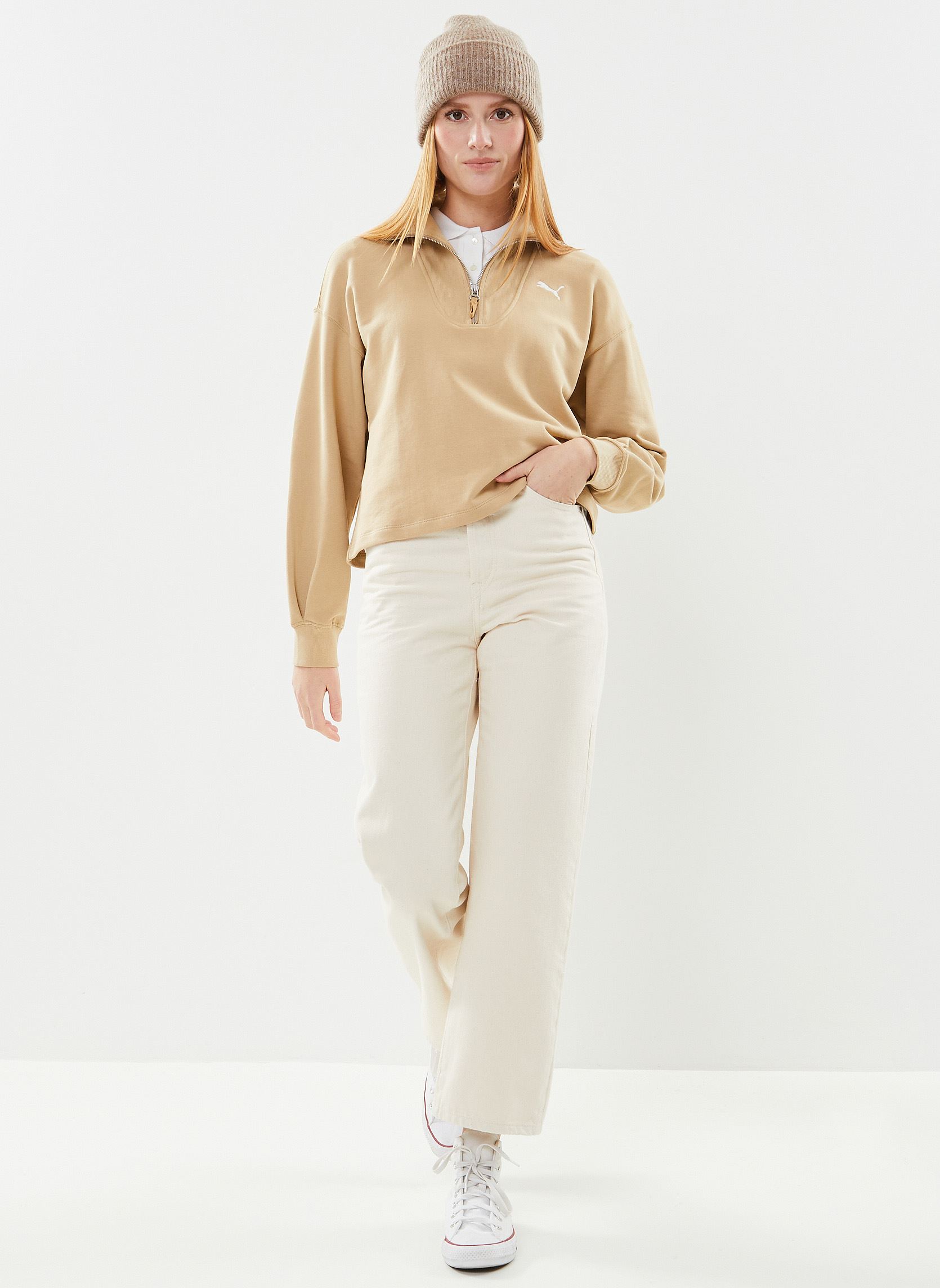Maglioni W HER High-Neck hz donna beige Puma Maglioni W HER High-Neck hz donna beige SAND DUNE