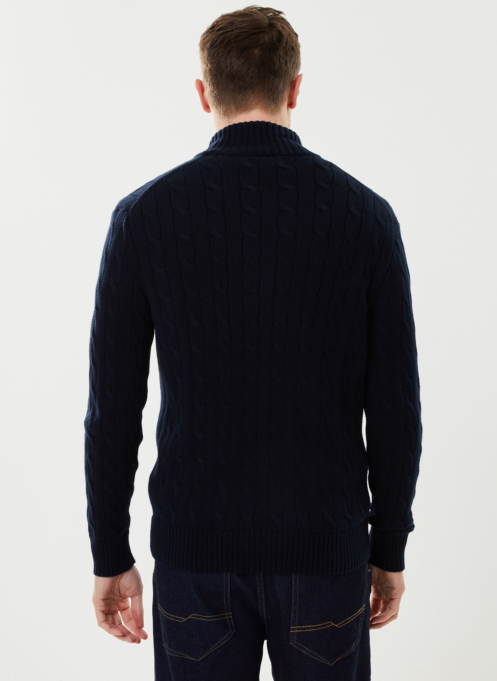 Pullover Pull entièrement zippé en coton torsadé herren blau Polo Ralph Lauren Pullover Pull entièrement zippé en coton torsadé herren blau HUNTER NAVY