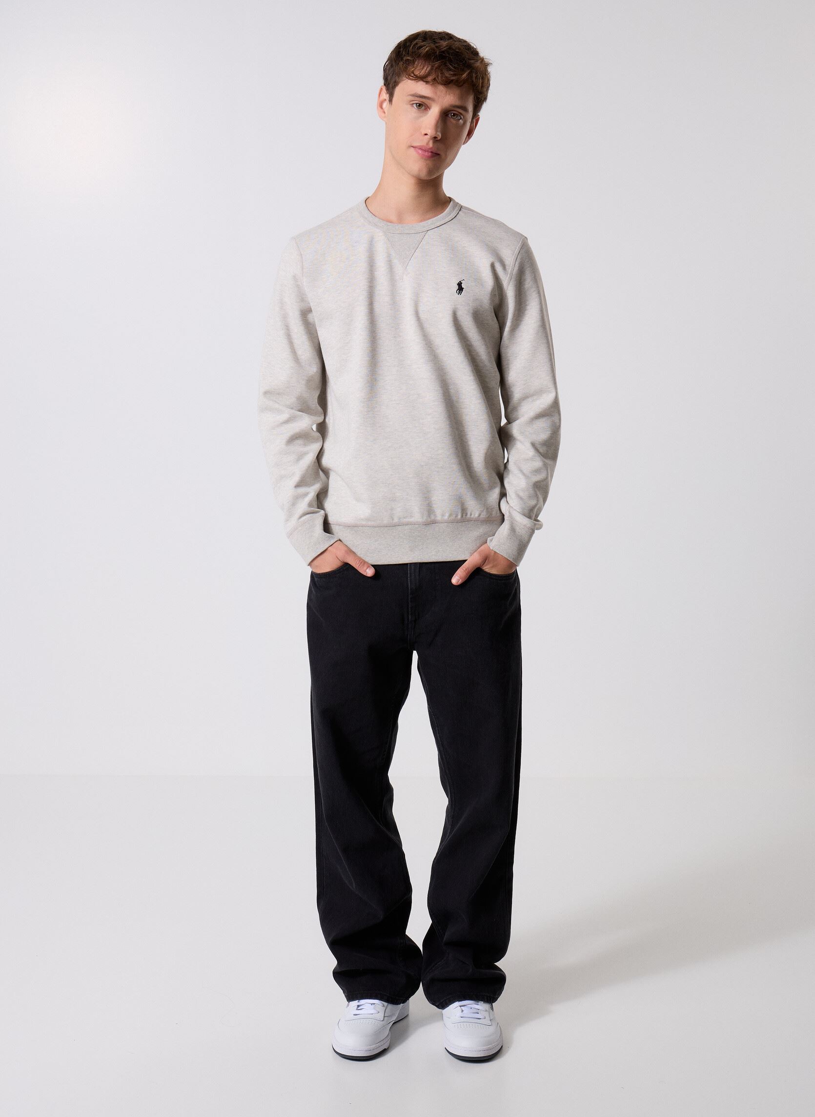 Sweats Sweat en maille double homme gris Polo Ralph Lauren Sweats Sweat en maille double homme gris LT SPORT HEATHER/POLO BLACK PP