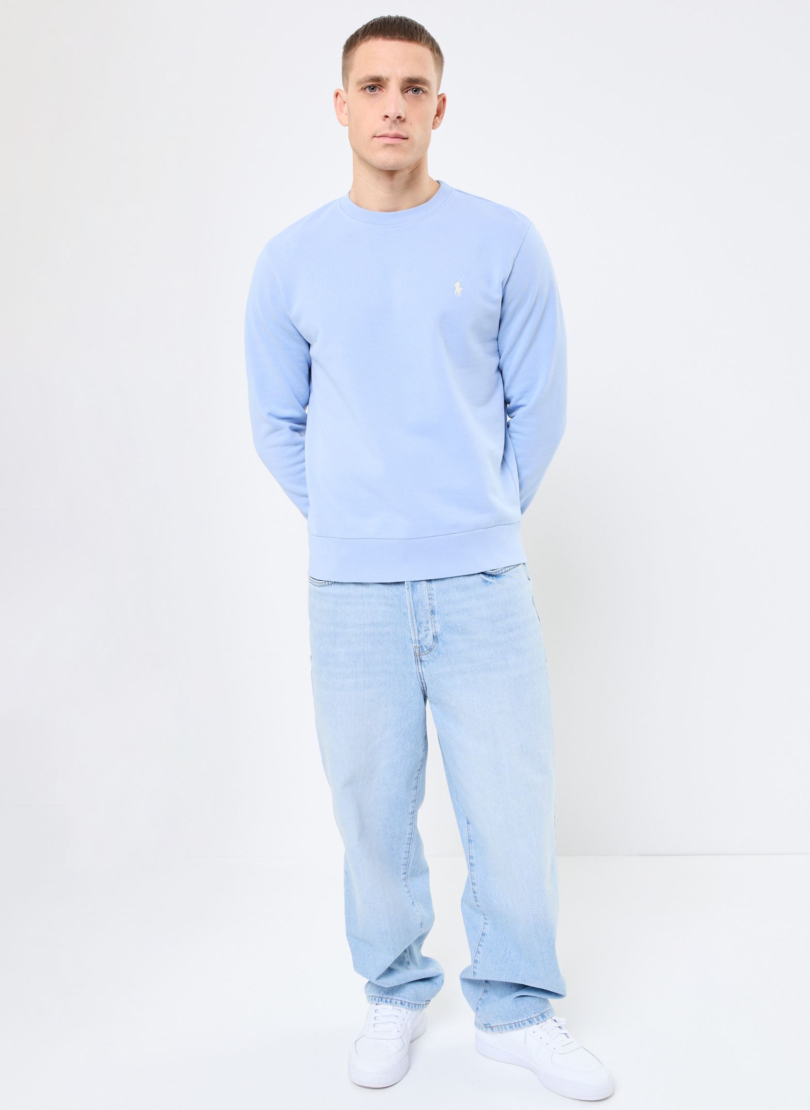 Sweats Sweat en molleton de coton éponge bouclé homme bleu Polo Ralph Lauren Sweats Sweat en molleton de coton éponge bouclé homme bleu CHAMBRAY BLUE