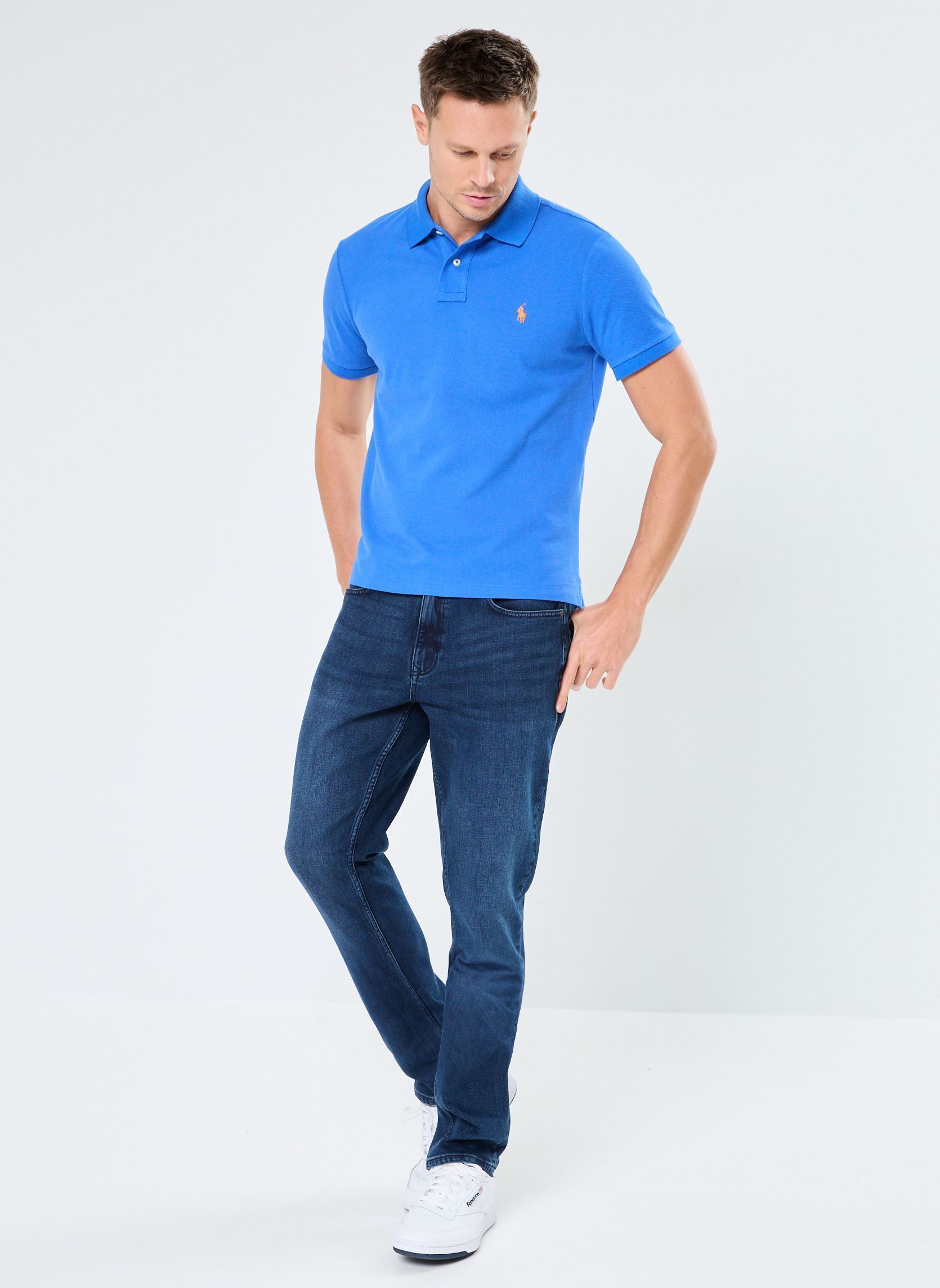 Polos manches courtes Polo coupe ajustée en piqué 710782592 homme bleu Polo Ralph Lauren Polos manches courtes Polo coupe ajustée en piqué 710782592 homme bleu NEW IRIS BLUE/C2427