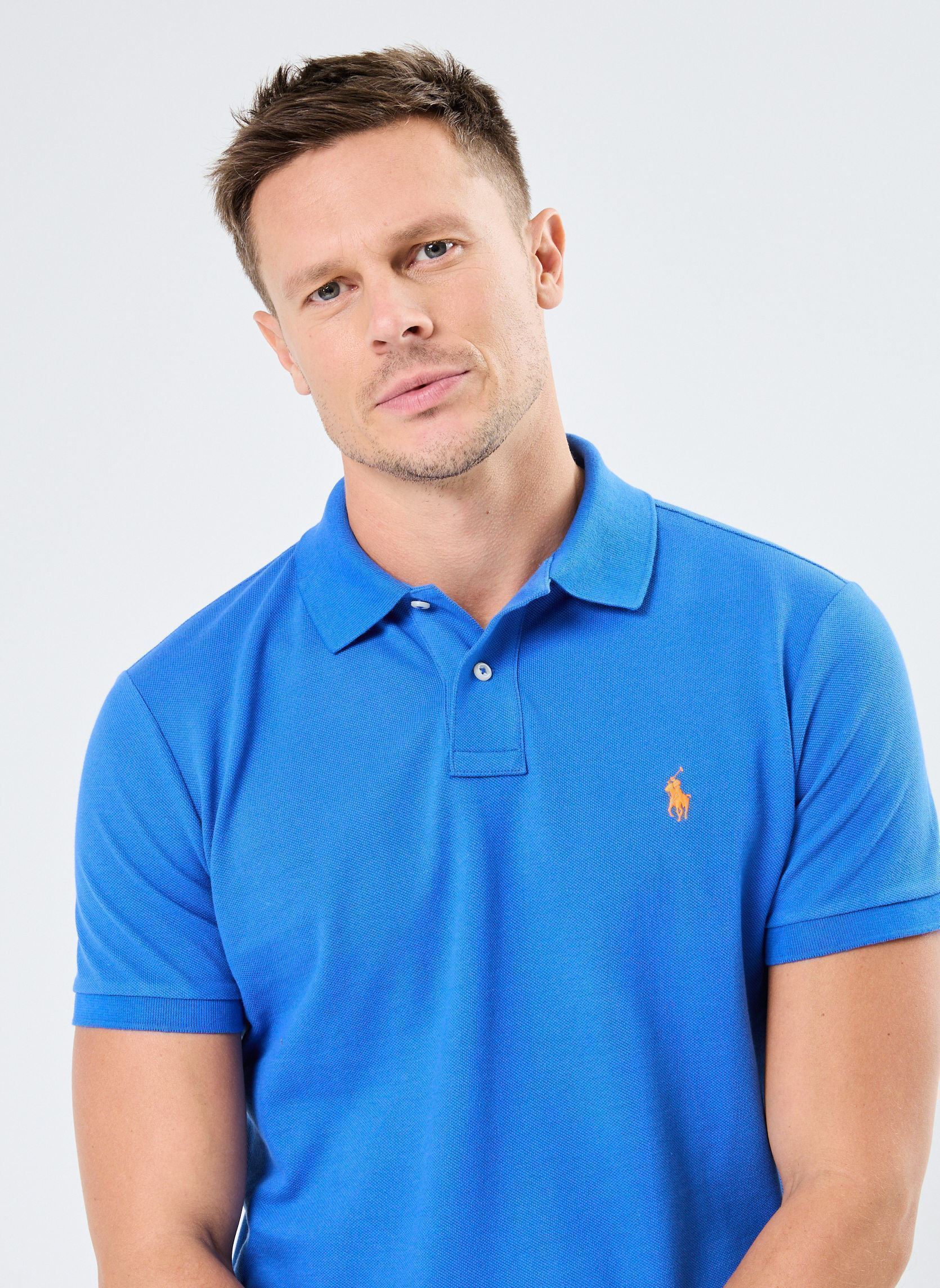 Polos manches courtes Polo coupe ajustée en piqué 710782592 homme bleu Polo Ralph Lauren Polos manches courtes Polo coupe ajustée en piqué 710782592 homme bleu NEW IRIS BLUE/C2427