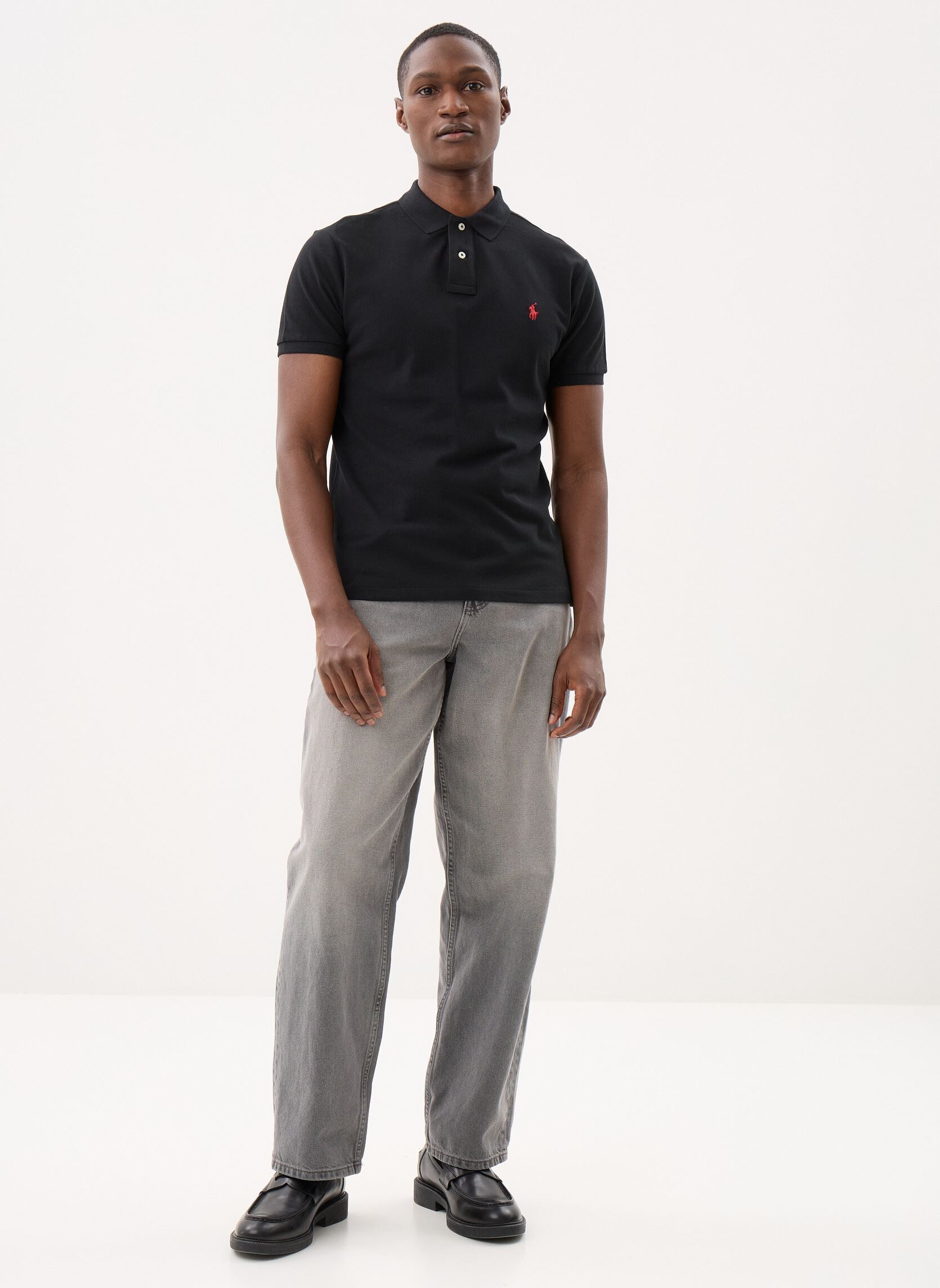 Polos manches courtes Polo coupe ajustée en piqué 710782592 homme noir Polo Ralph Lauren Polos manches courtes Polo coupe ajustée en piqué 710782592 homme noir POLO BLACK/C3870