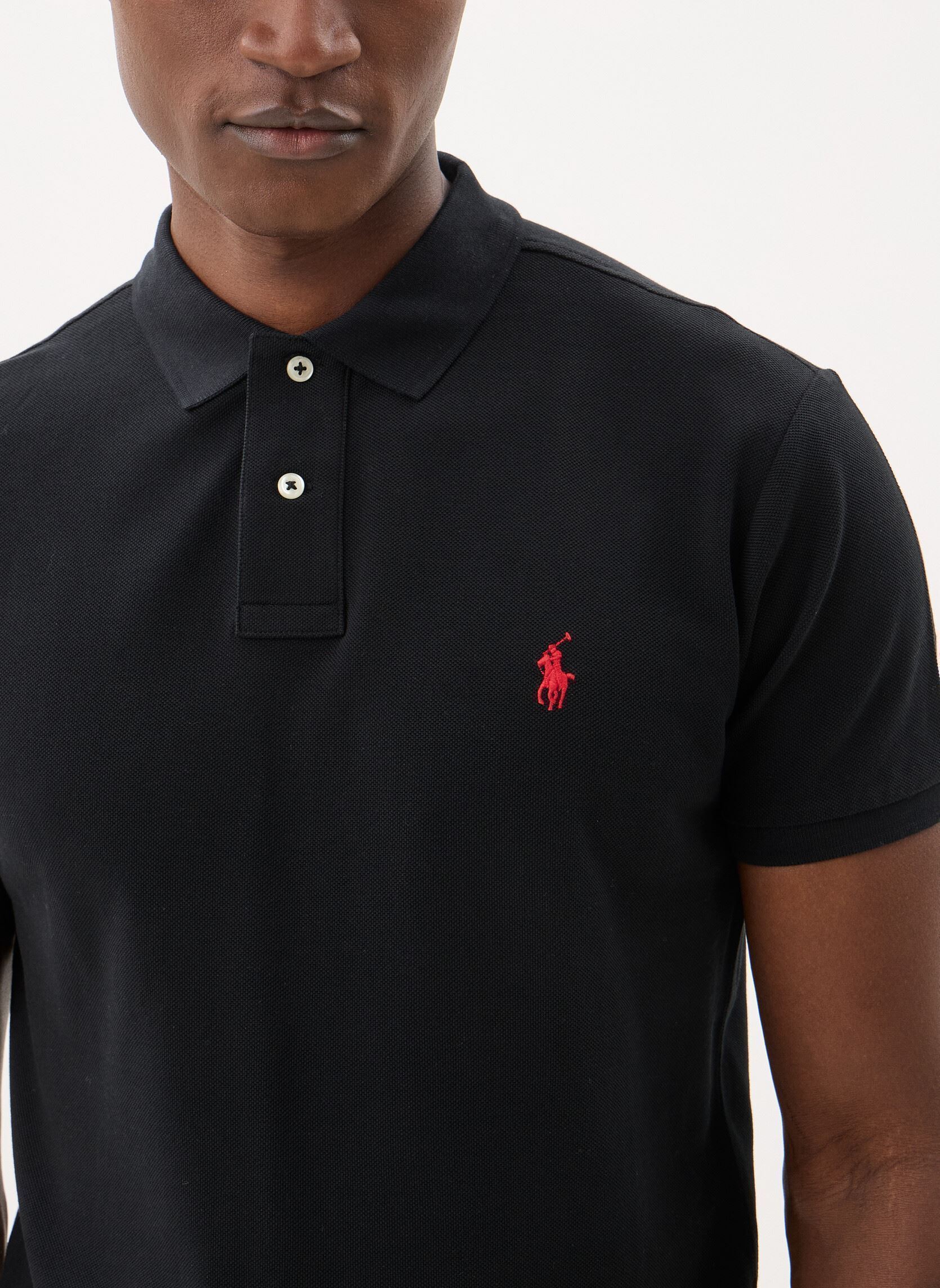 Polos manches courtes Polo coupe ajustée en piqué 710782592 homme noir Polo Ralph Lauren Polos manches courtes Polo coupe ajustée en piqué 710782592 homme noir POLO BLACK/C3870