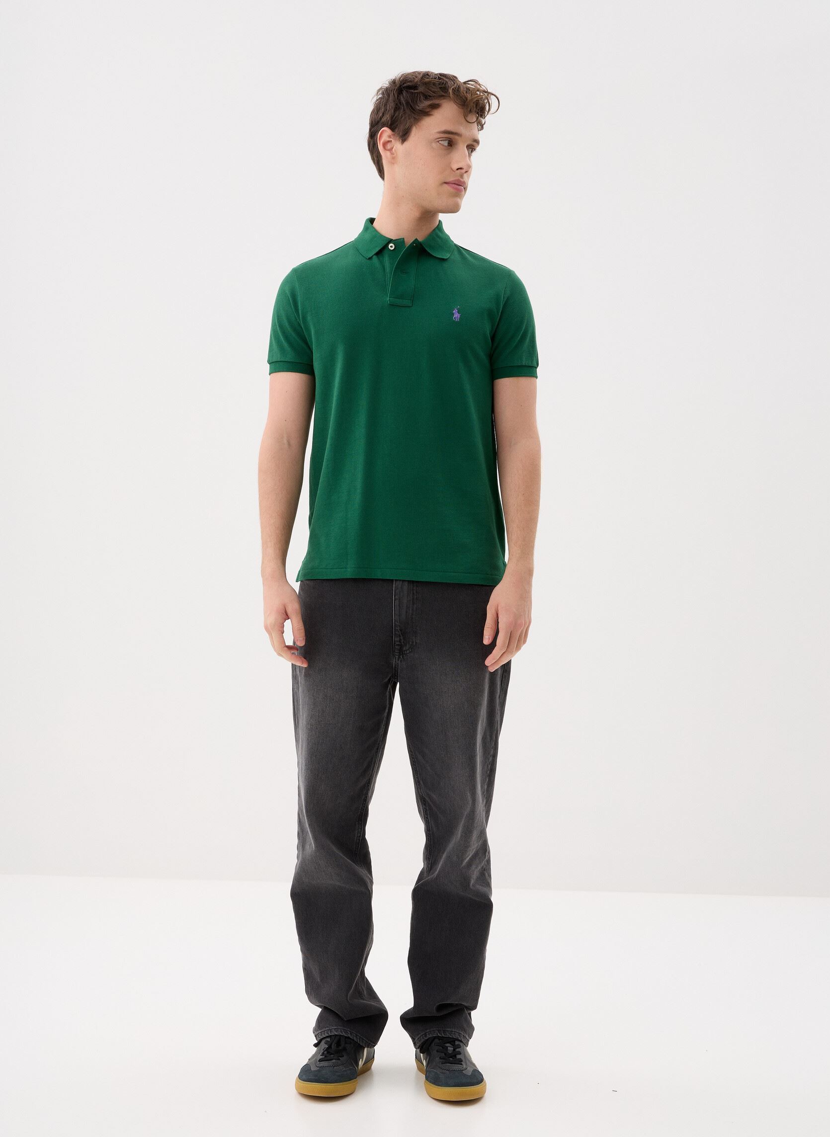 Polos manches courtes Polo coupe ajustée en piqué 710782592 homme vert Polo Ralph Lauren Polos manches courtes Polo coupe ajustée en piqué 710782592 homme vert NEW FOREST/C4649