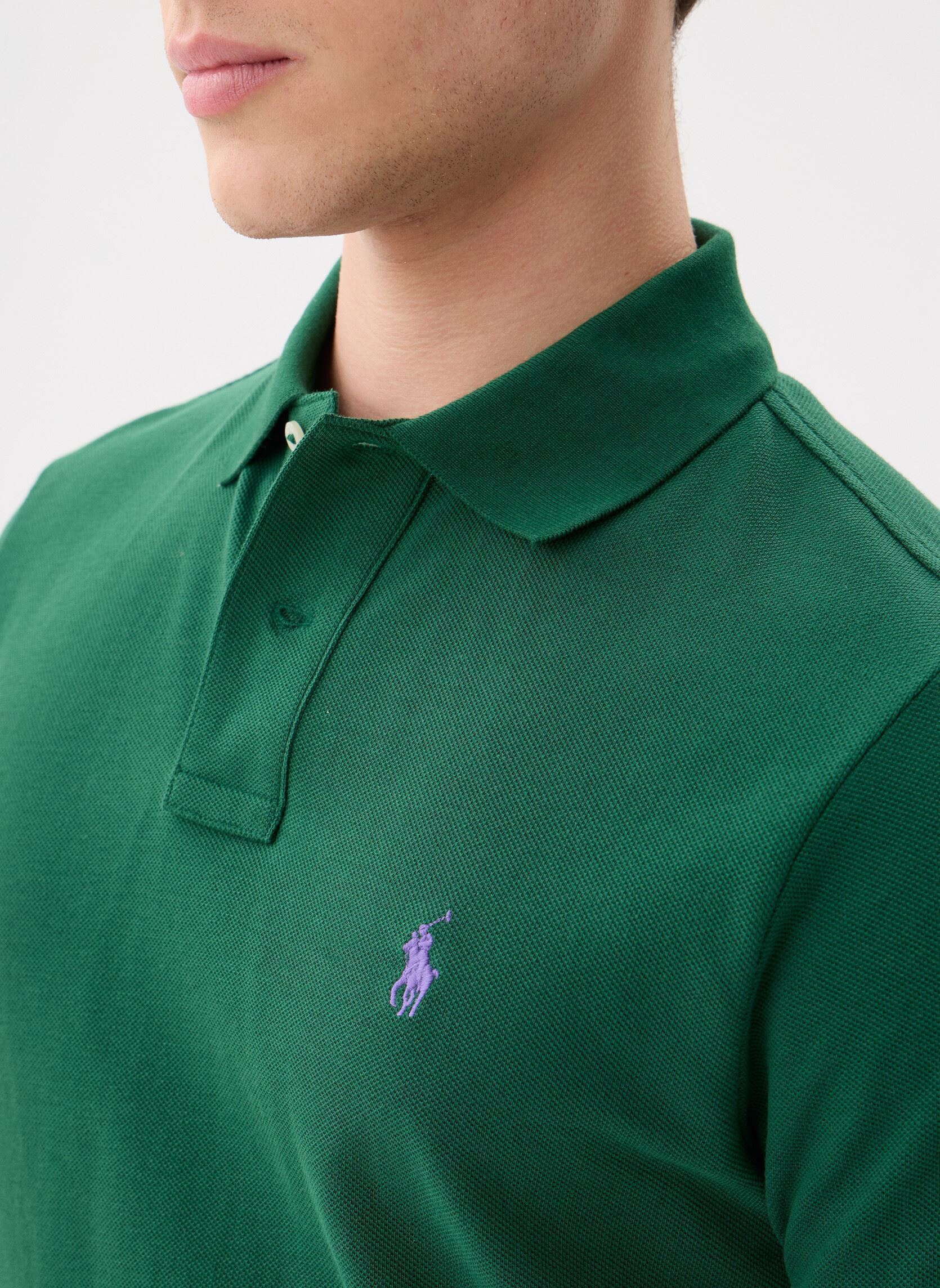 Polos manches courtes Polo coupe ajustée en piqué 710782592 homme vert Polo Ralph Lauren Polos manches courtes Polo coupe ajustée en piqué 710782592 homme vert NEW FOREST/C4649