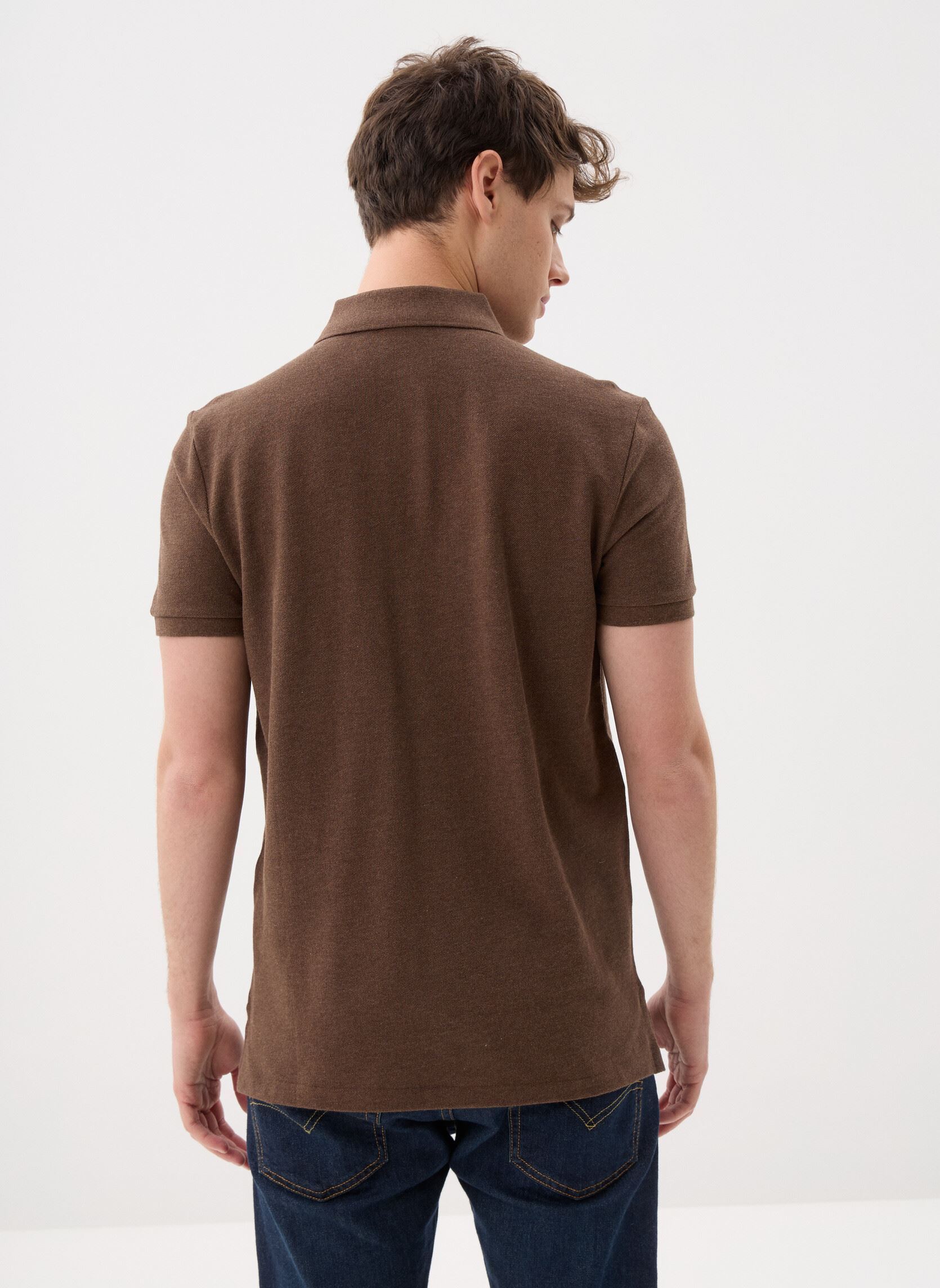 Polos manches courtes Polo coupe ajustée en piqué 710782592 homme marron Polo Ralph Lauren Polos manches courtes Polo coupe ajustée en piqué 710782592 homme marron NUTMEG BROWN HEATHER/C8526