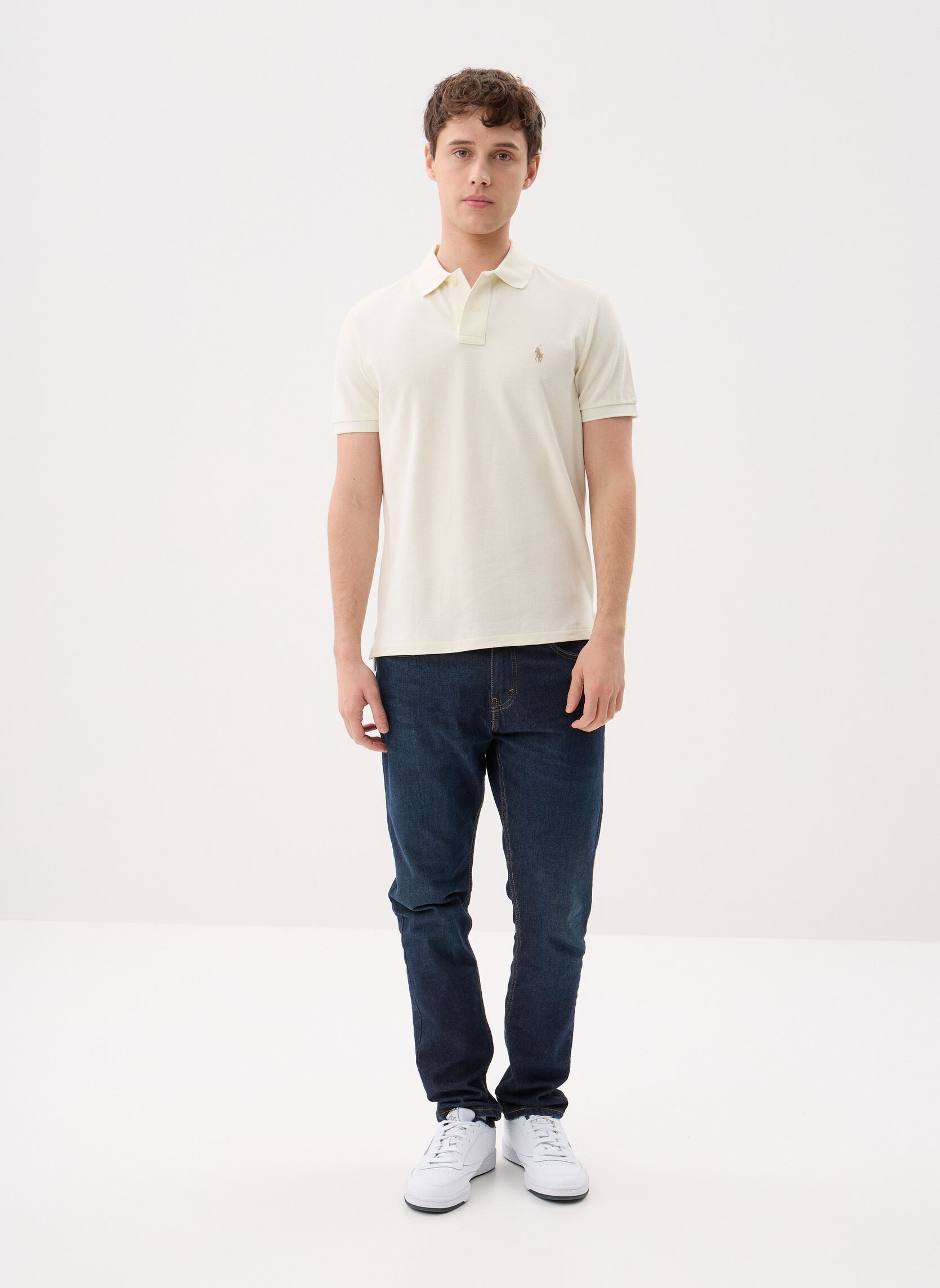 Polos manches courtes Polo coupe ajustée en piqué 710782592 homme blanc Polo Ralph Lauren Polos manches courtes Polo coupe ajustée en piqué 710782592 homme blanc PARCHMENT CREAM/C8634