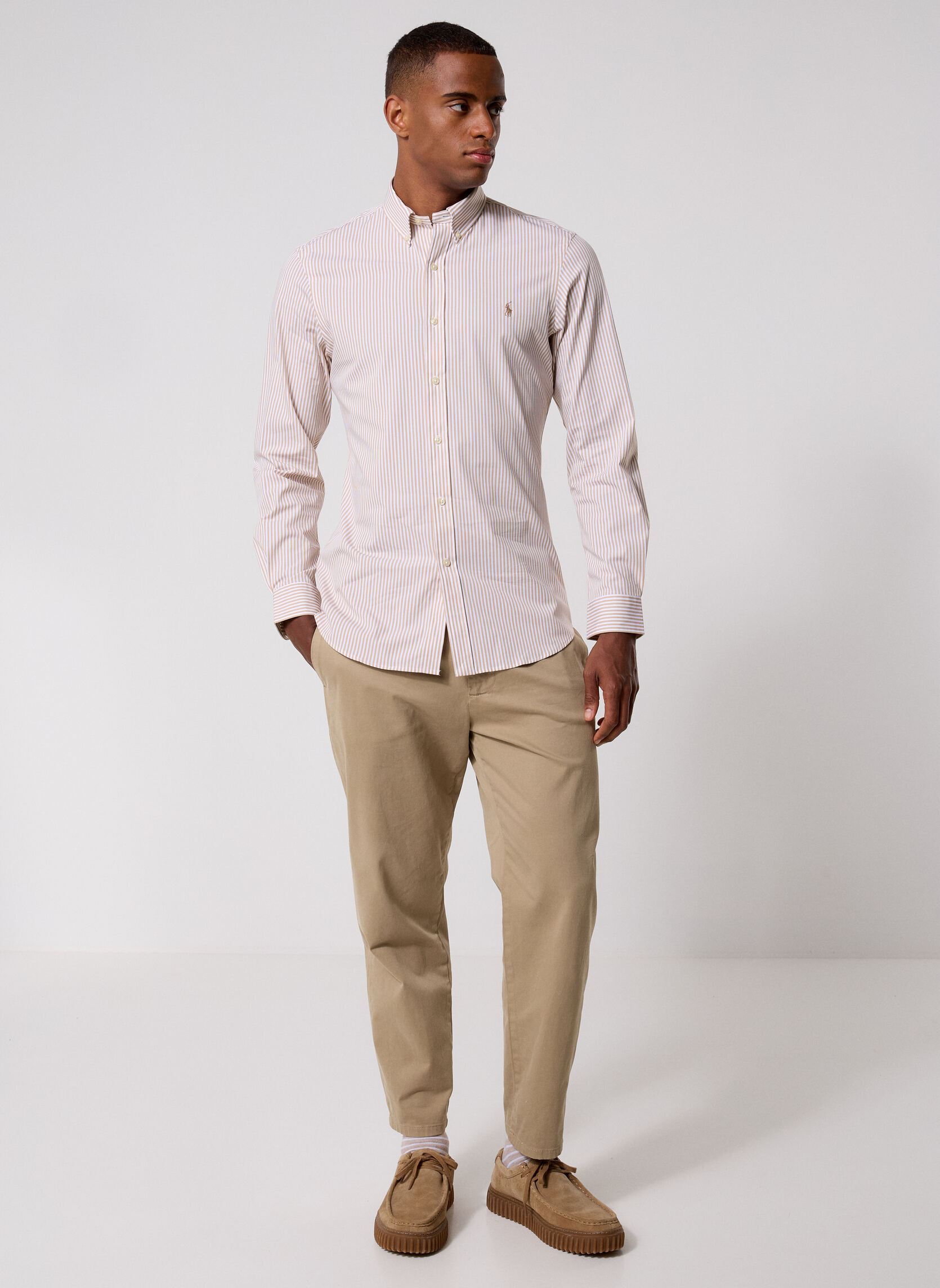 Hemden Chemise Rayée Cintrée Popeline Stretch 7 herren weiß Polo Ralph Lauren Hemden Chemise Rayée Cintrée Popeline Stretch 7 herren weiß 4655AF VINTAGE KHAKI WHITE