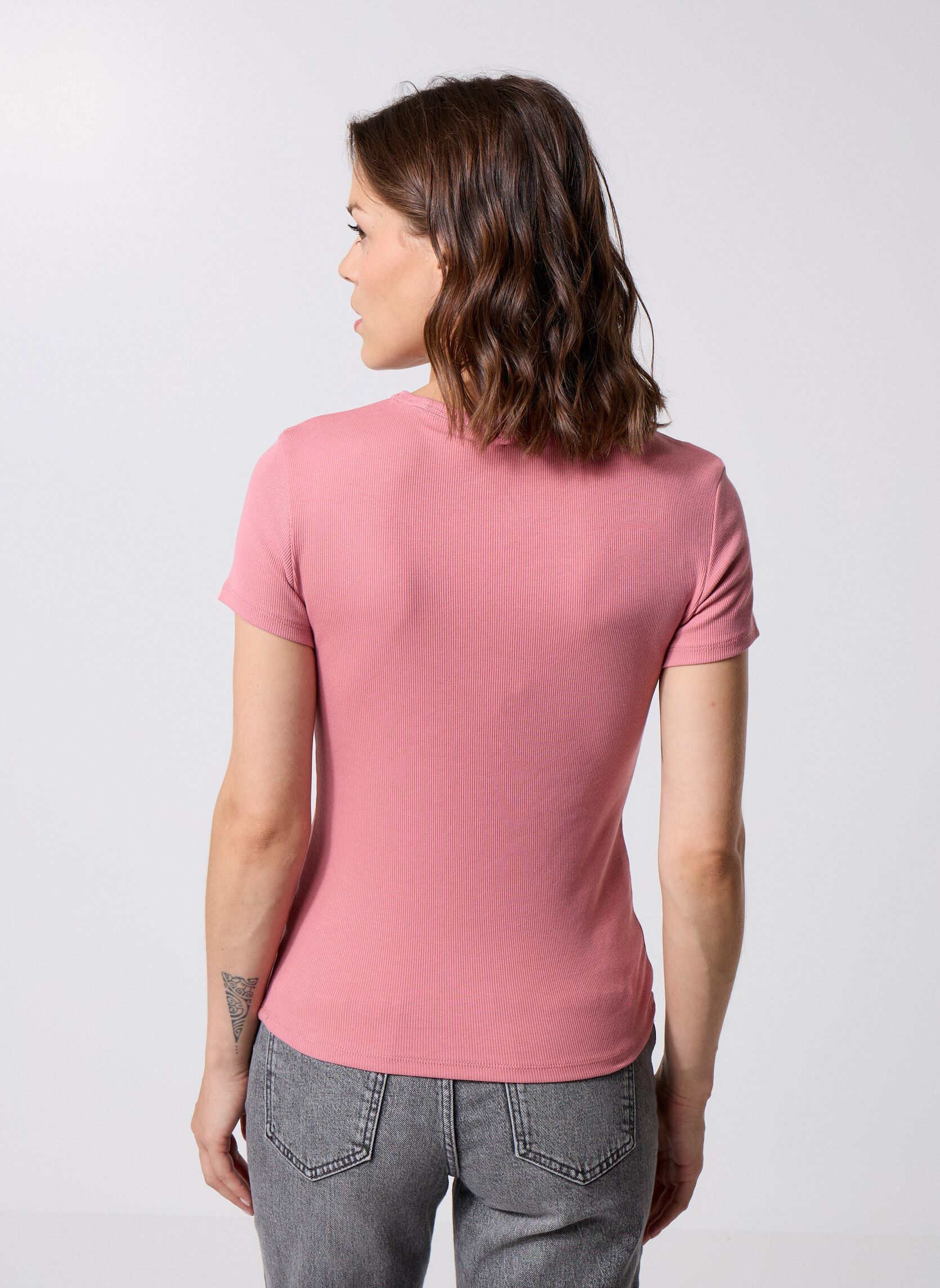 Tee-shirts manches courtes Tjw Slim Essential R femme rose Tommy Jeans Tee-shirts manches courtes Tjw Slim Essential R femme rose TAHITI BERRY