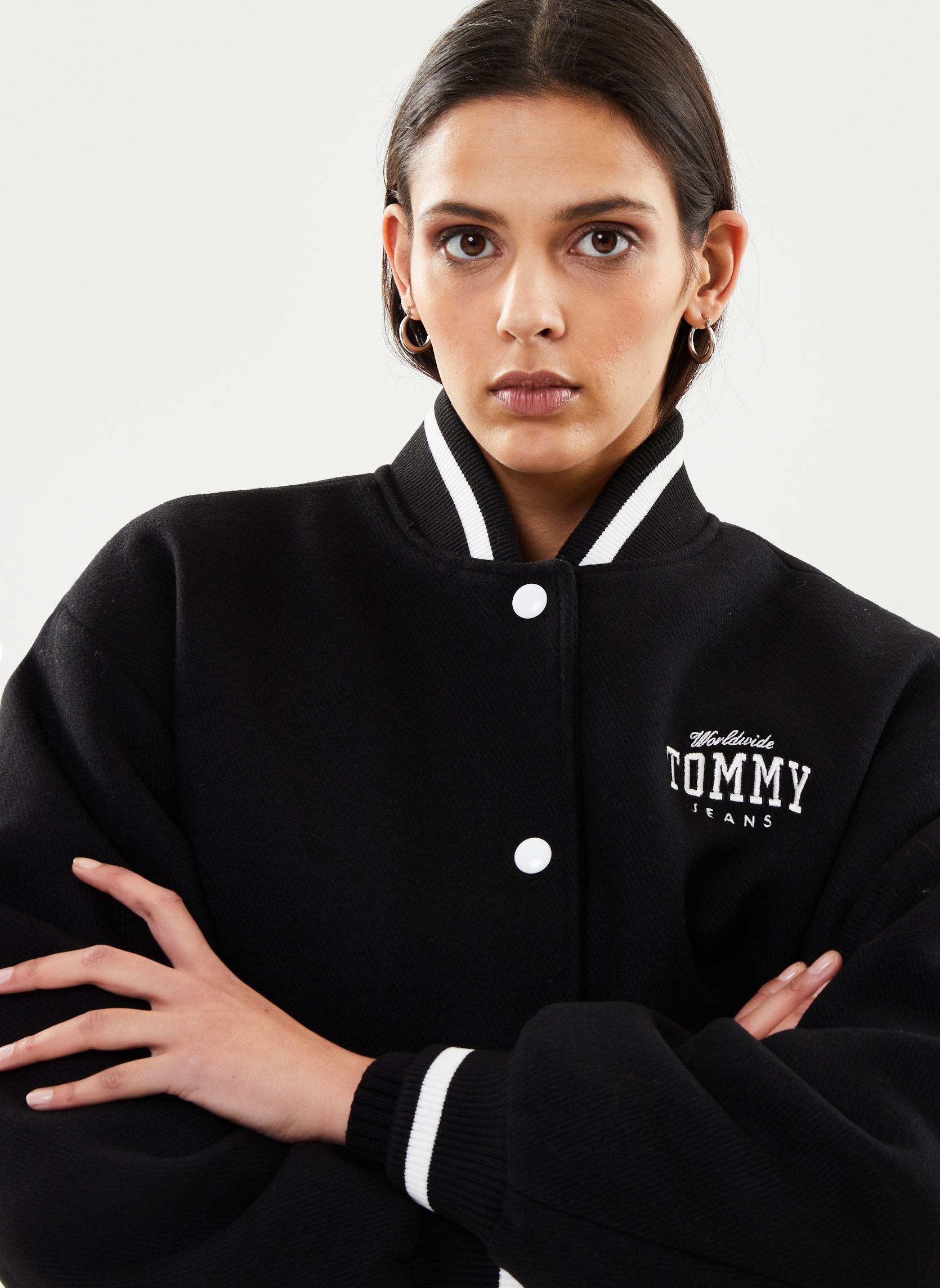 Giubbotti Tjw Crp Wool Varsity donna nero Tommy Jeans Giubbotti Tjw Crp Wool Varsity donna nero BLACK
