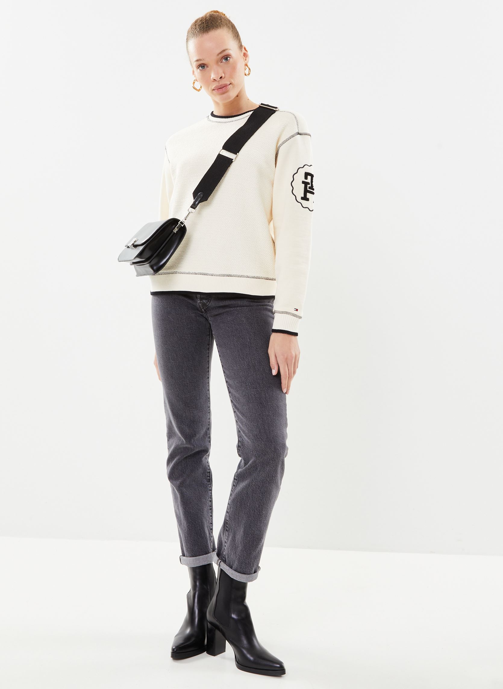 Sweatshirts Lrg Smd Texture C-Nk femme beige Tommy Hilfiger Sweatshirts Lrg Smd Texture C-Nk femme beige BEIGE