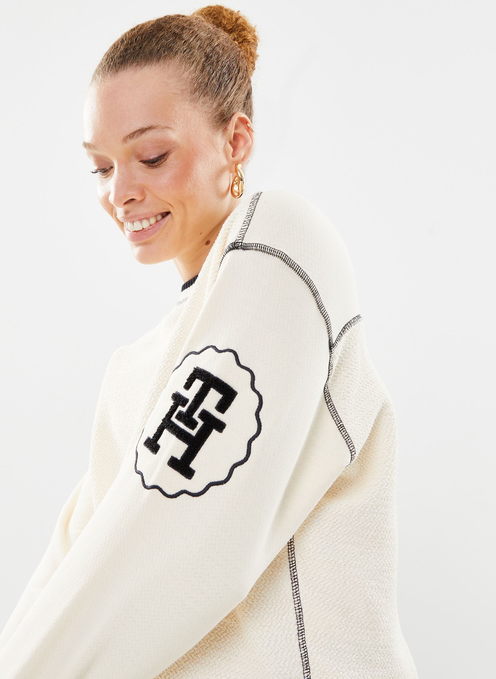 Sweatshirts Lrg Smd Texture C-Nk femme beige Tommy Hilfiger Sweatshirts Lrg Smd Texture C-Nk femme beige BEIGE