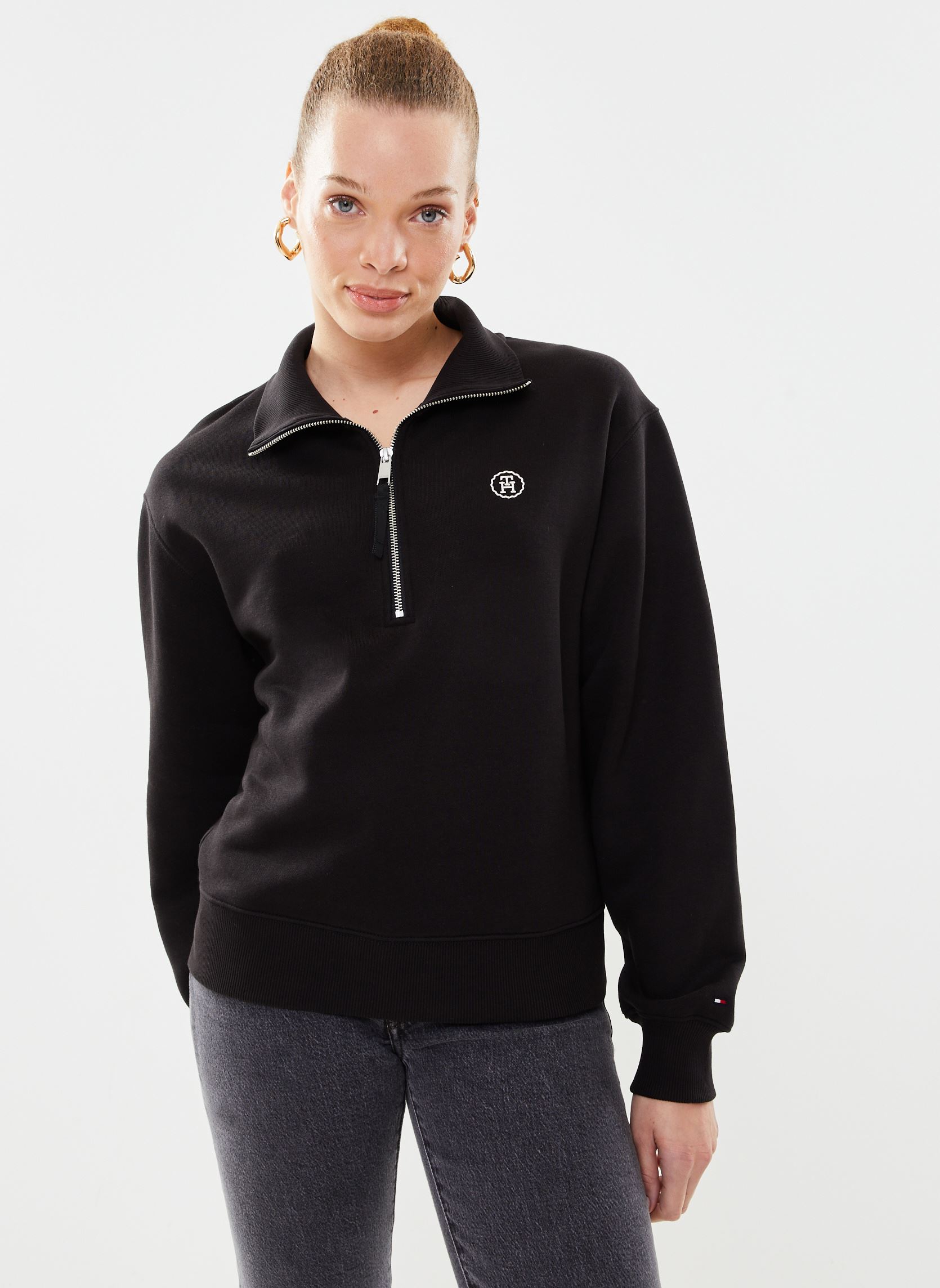 Vêtements Tommy Hilfiger Smd Crop 12 Zip Swe pour Accessoires