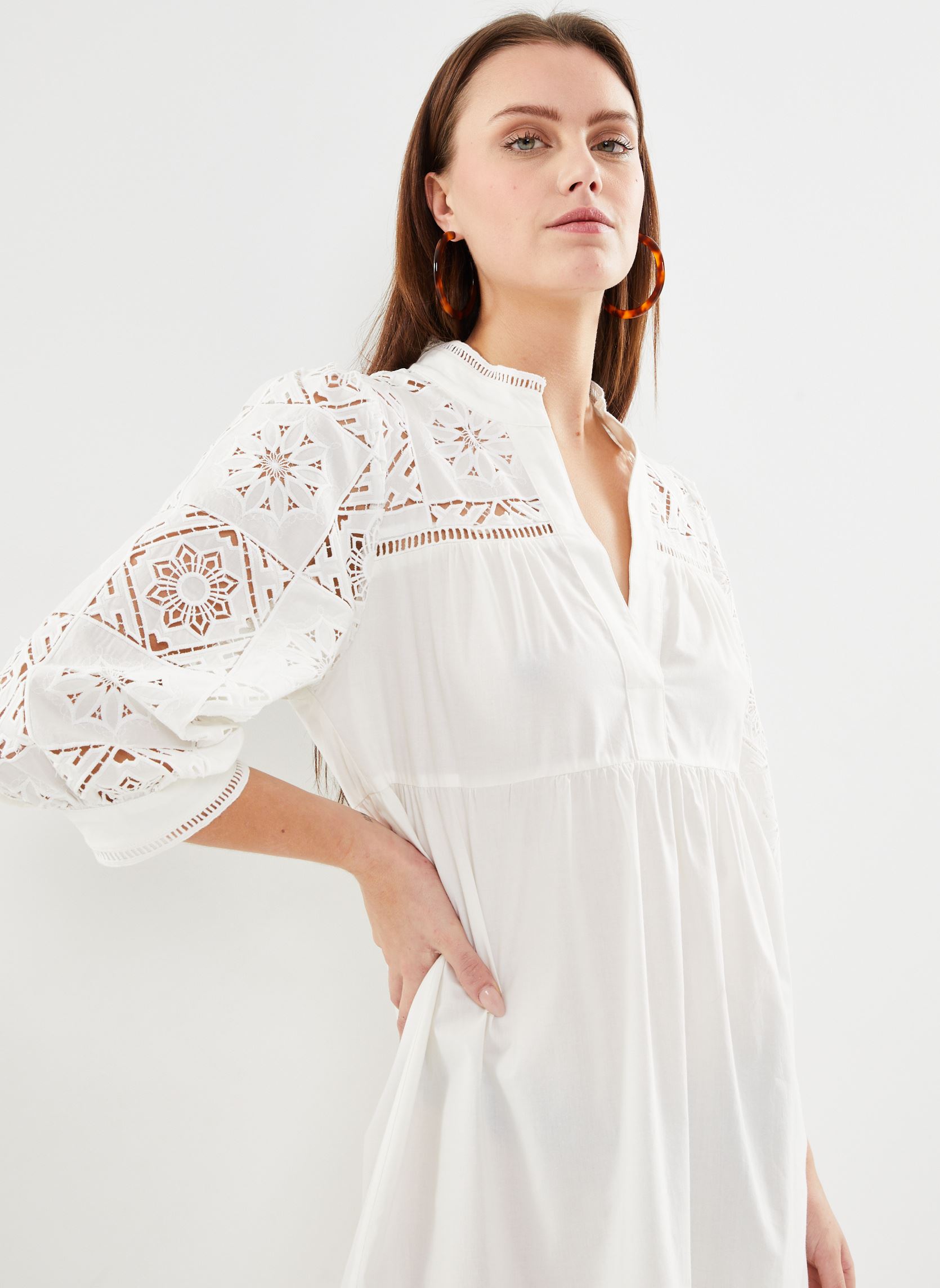 Kleider Ceylan damen weiß Suncoo Kleider Ceylan damen weiß Blanc cassé