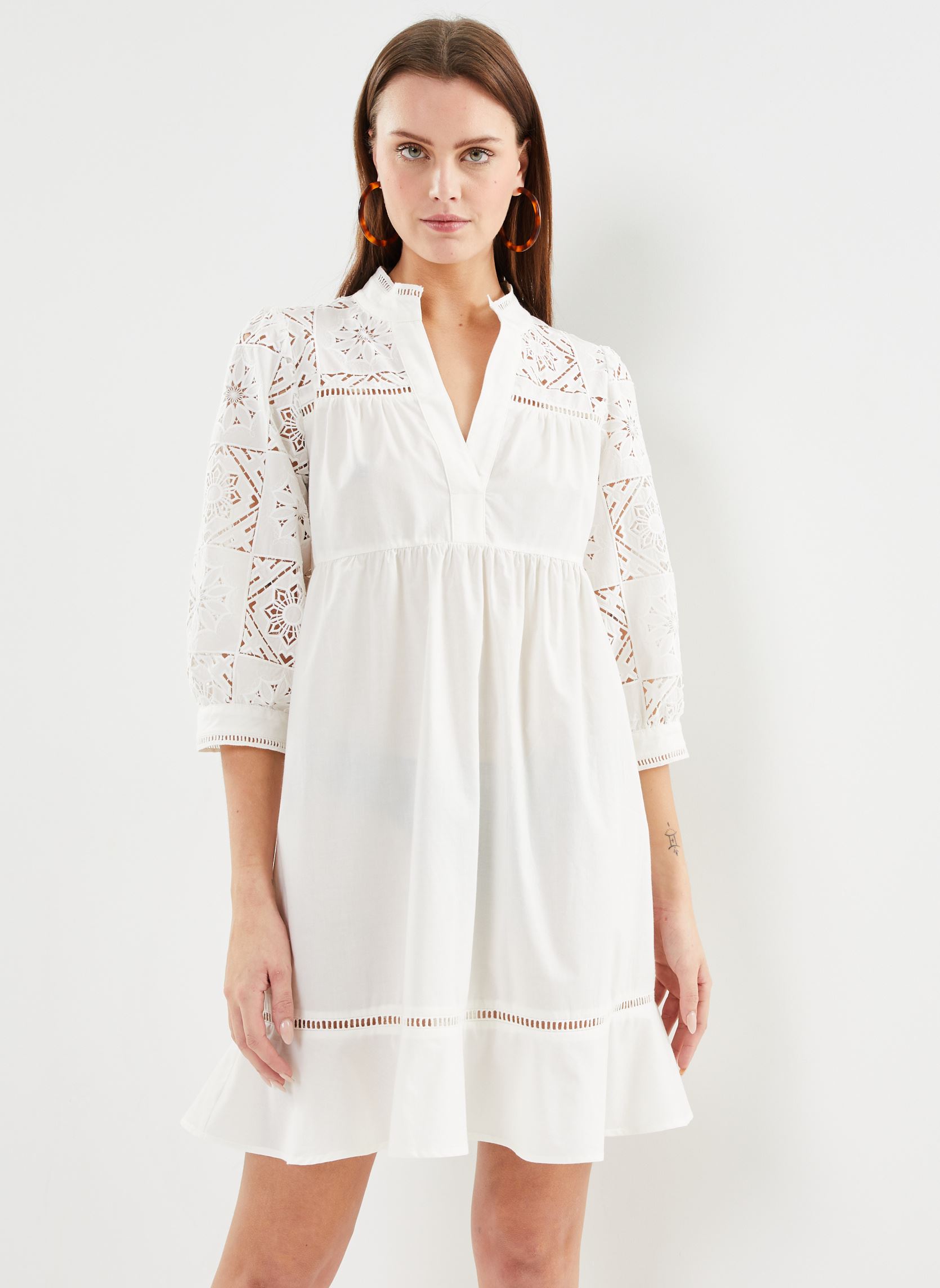 Kleider Ceylan damen weiß Suncoo Kleider Ceylan damen weiß Blanc cassé