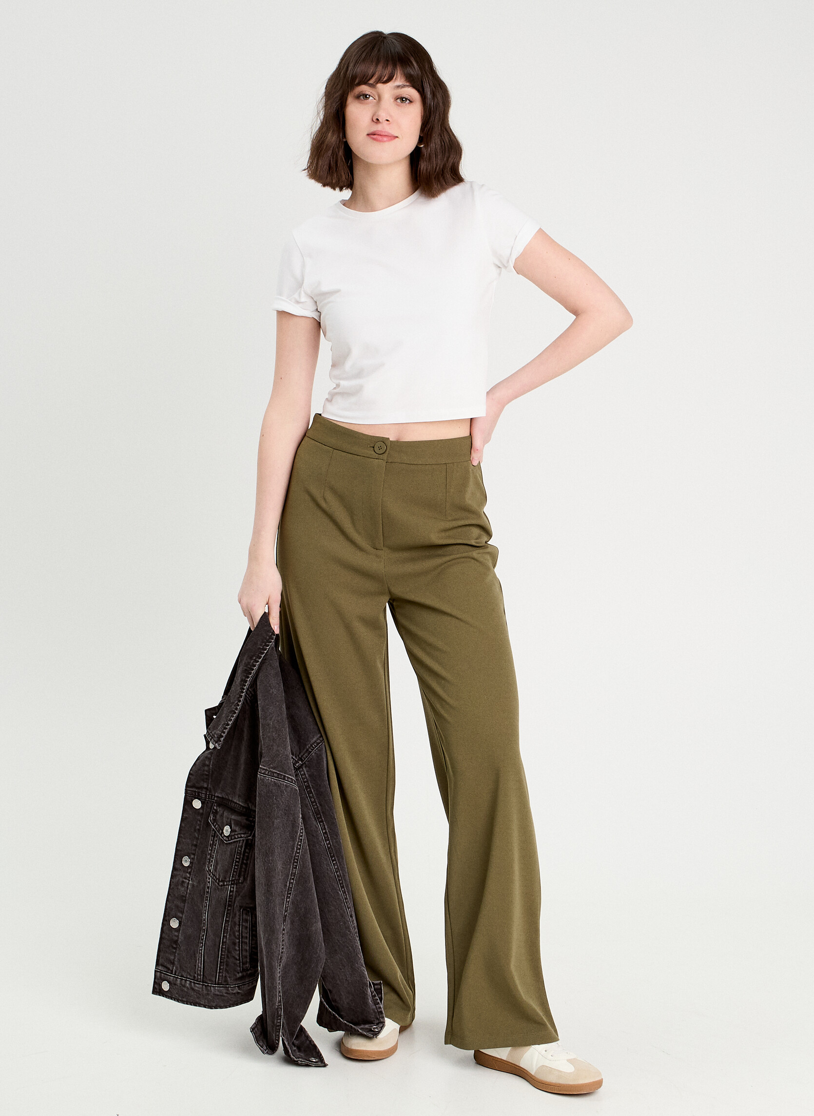 Pantalons droit CITYWIDEFEEL femme vert Cache Cache Pantalons droit CITYWIDEFEEL femme vert Kaki