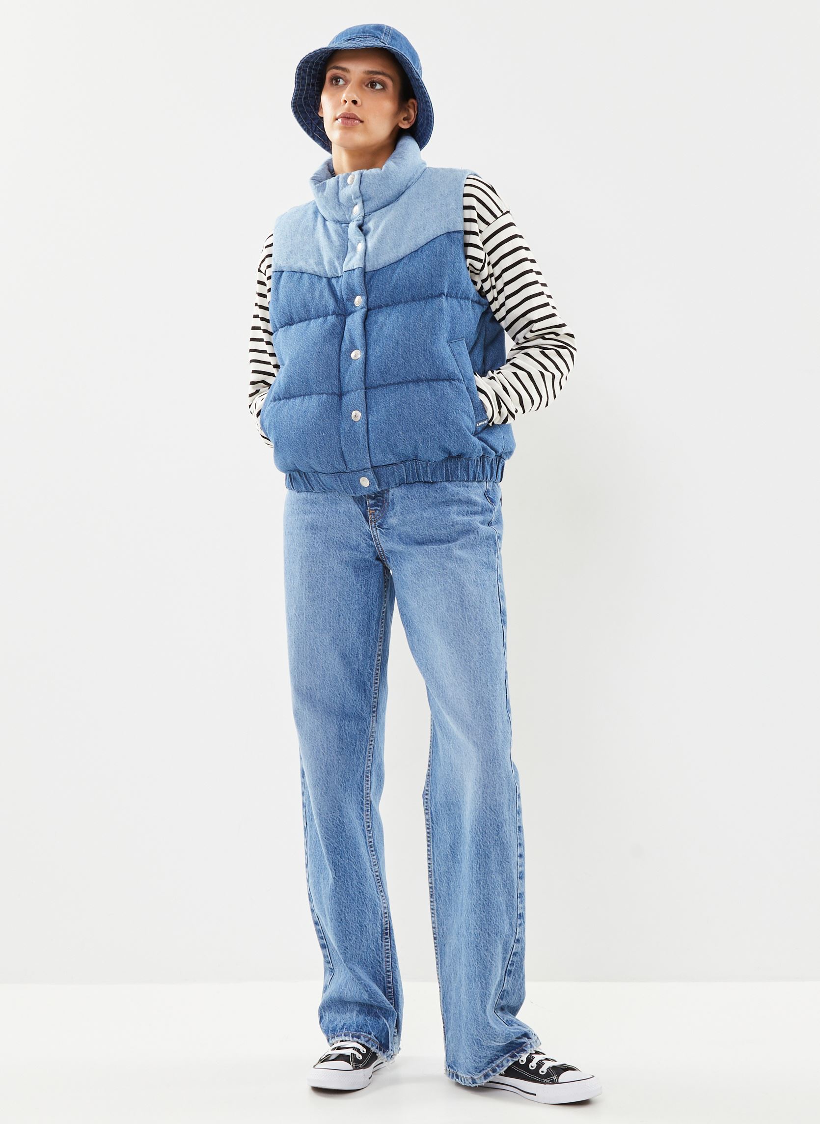 Vestes sans manches Juno Western Puffer Vest femme bleu Levi's Vestes sans manches Juno Western Puffer Vest femme bleu Going West